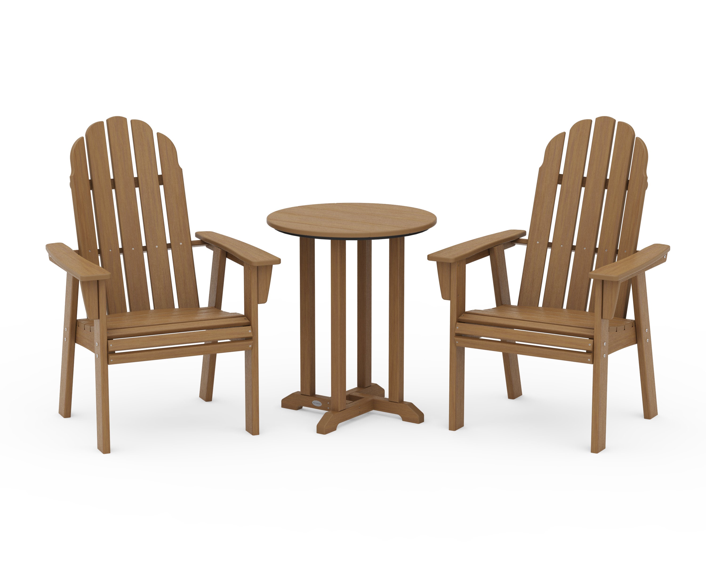 Vineyard Adirondack 3-Piece Round Bistro Dining Set in Natural