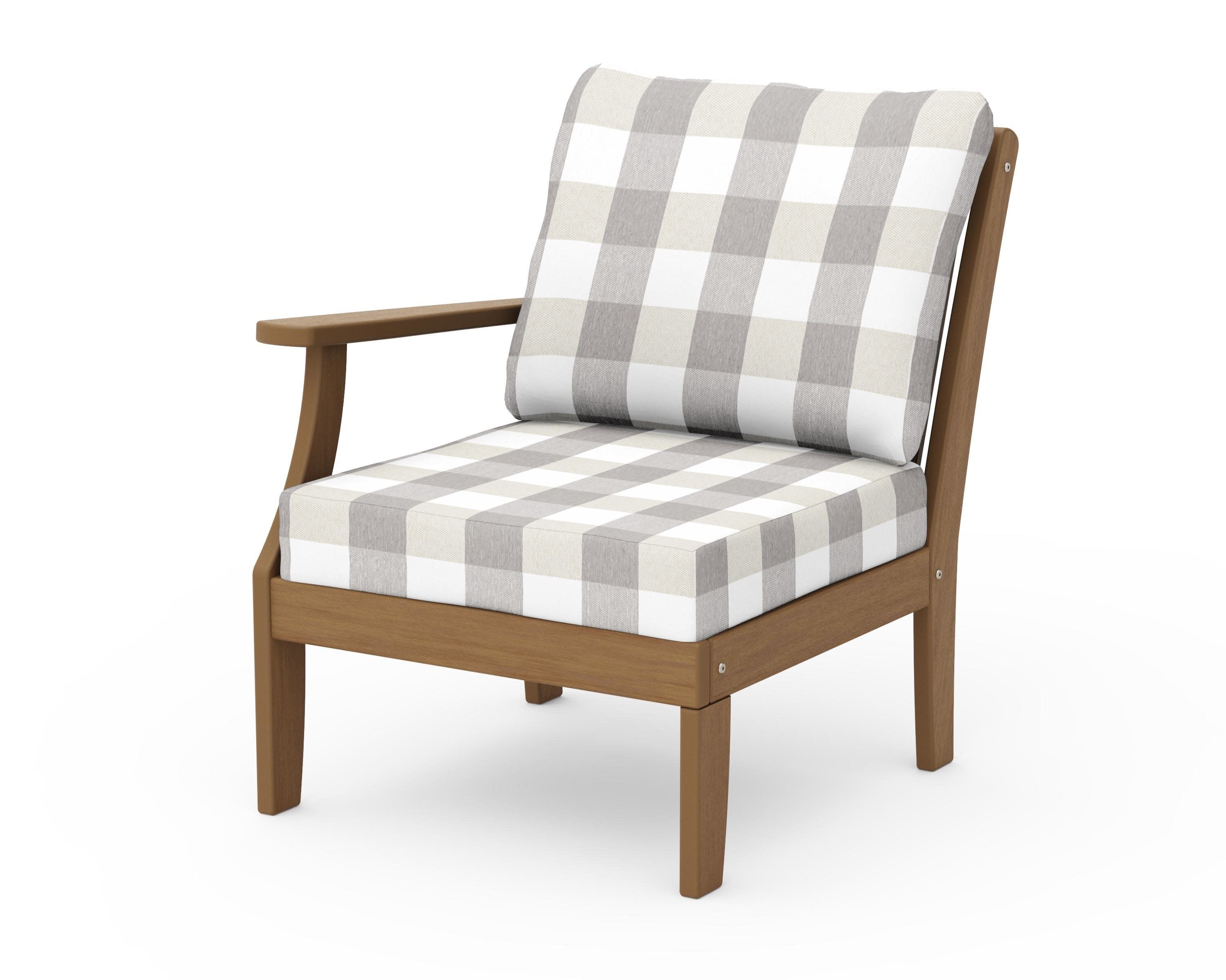 Braxton Modular Left Arm Chair in Natural / Buffalo Plaid Grey Mist