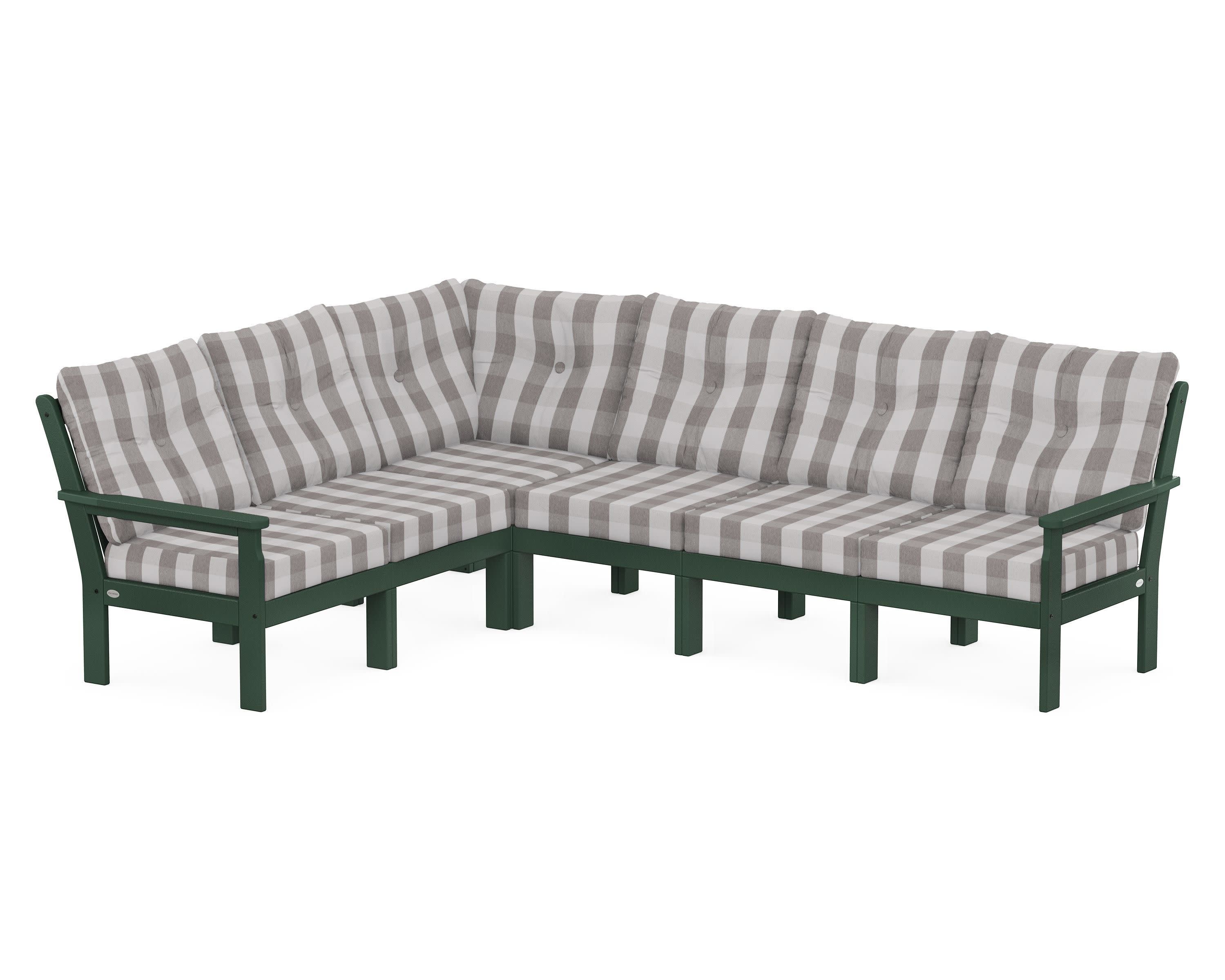 Vineyard 6-Piece Sectional in Green / Buffalo Plaid Grey Mist