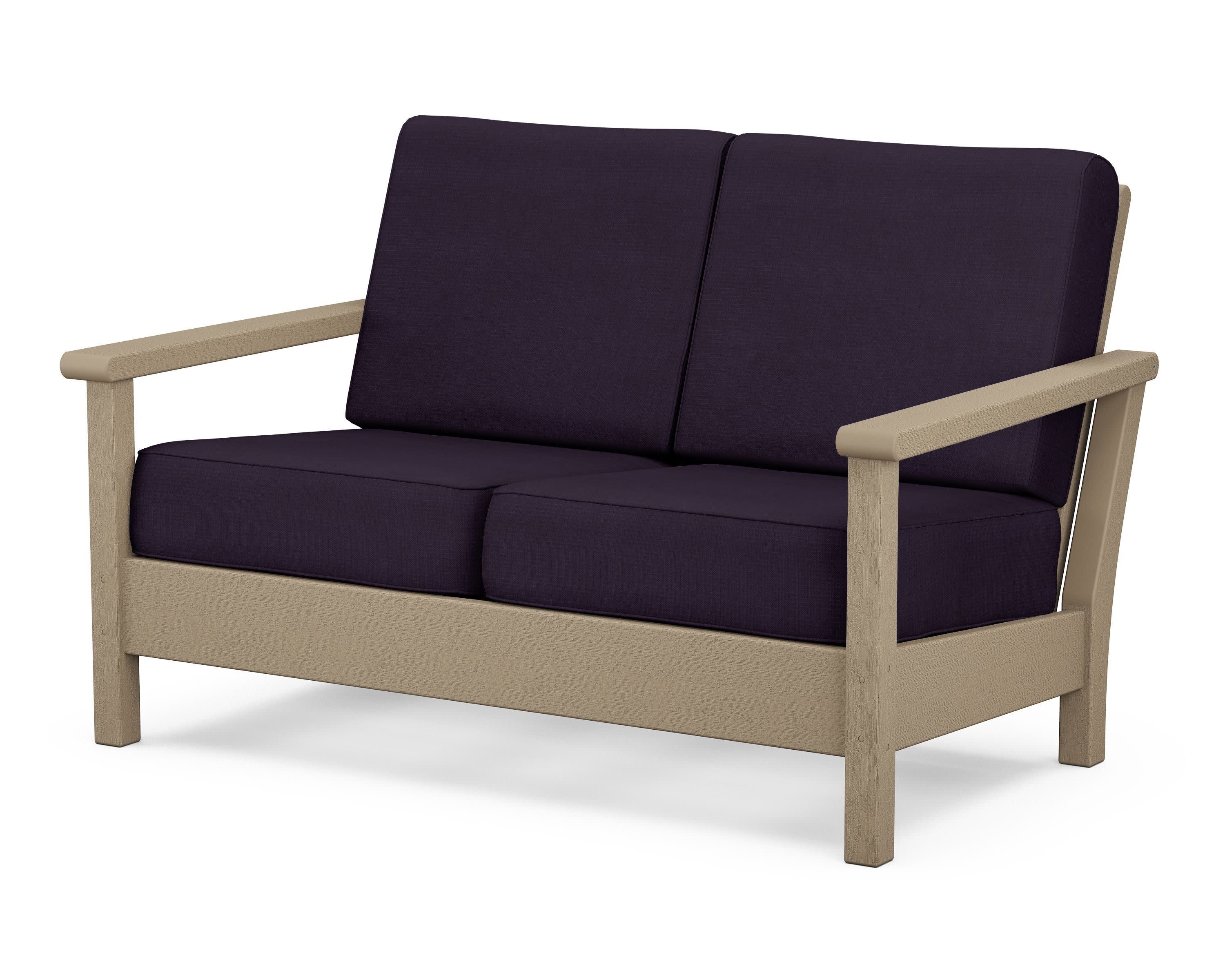 Harbour Deep Seating Loveseat in Vintage Sahara / Navy Linen