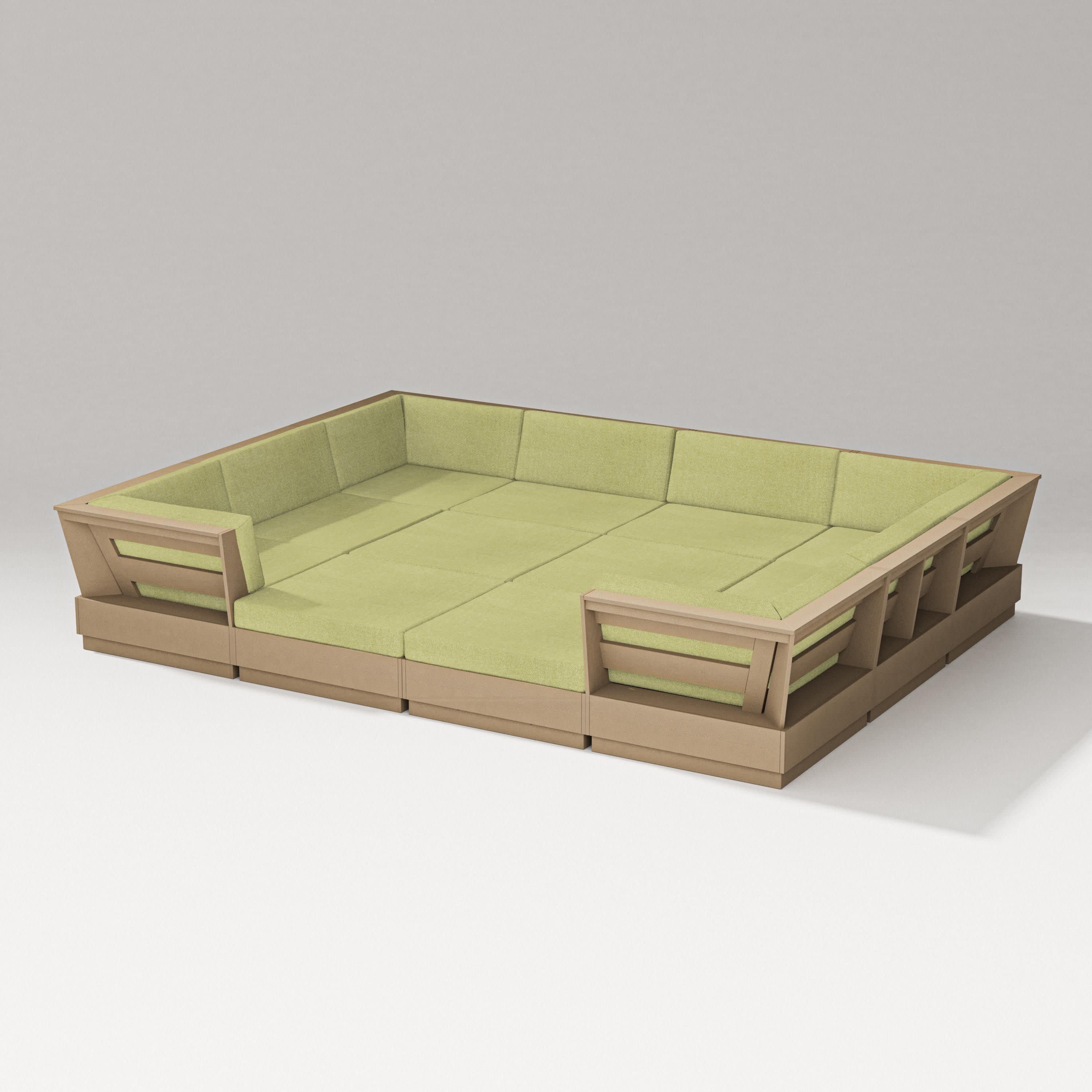 Elevate 12-Piece Pit Sectional in Vintage Sahara / Chartreuse Boucle
