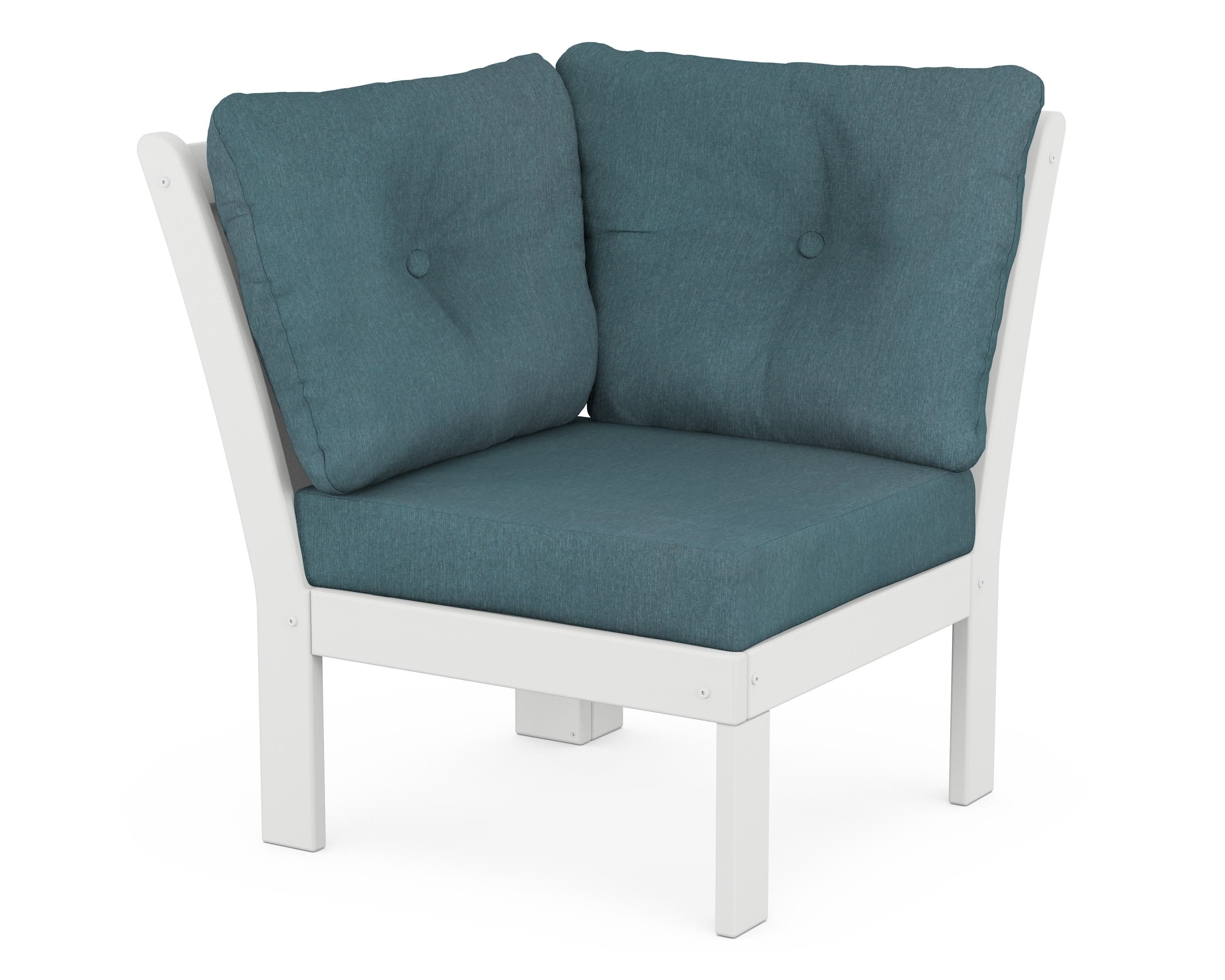 Vineyard Modular Corner Chair in White / Ocean Teal
