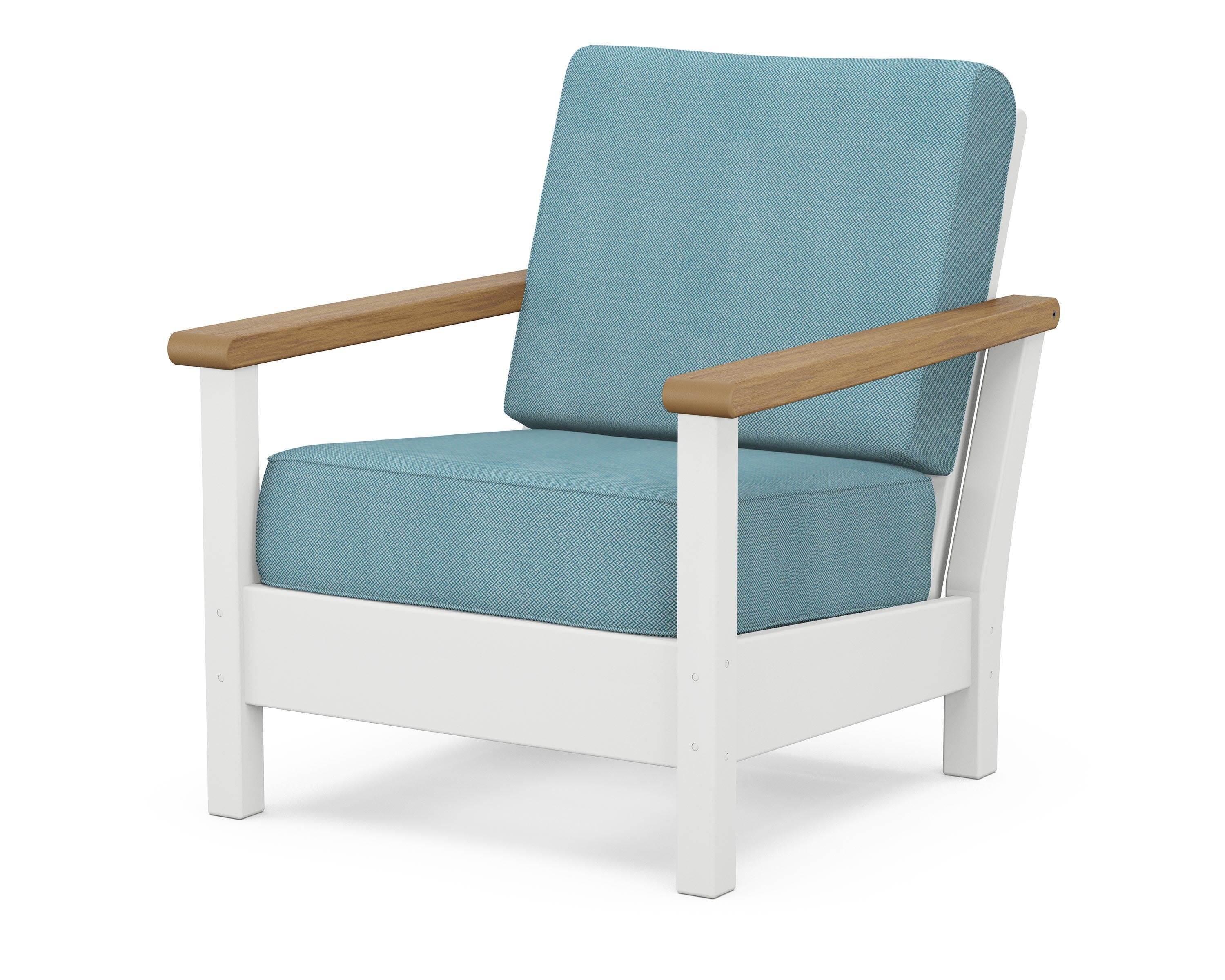 Harbour Deep Seating Chair in White / Natural / Lattice Sky Blue
