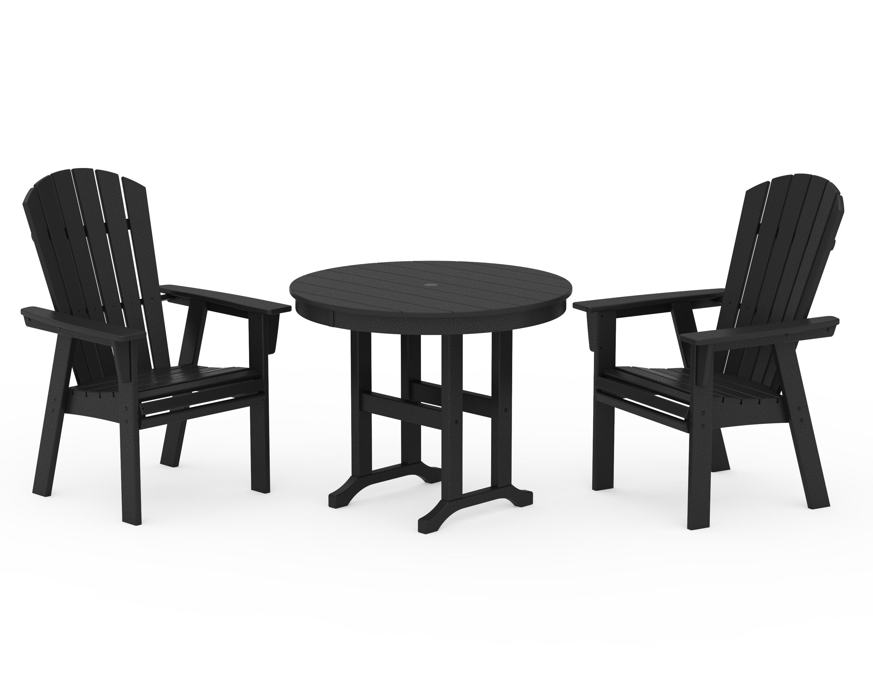 Nautical Adirondack 3-Piece Round Dining Set in Black
