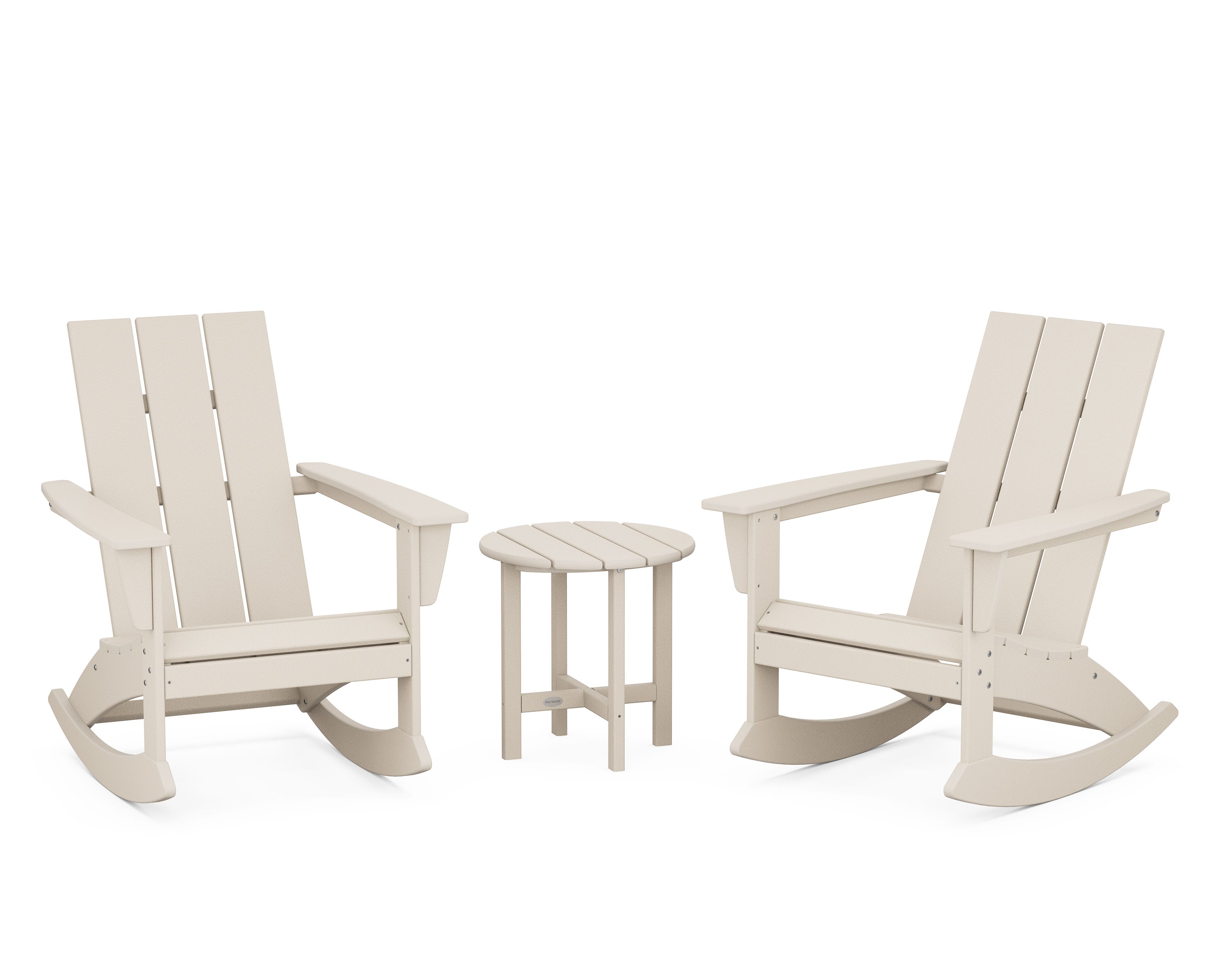 Modern 3-Piece Adirondack Rocking Chair Set in Sand