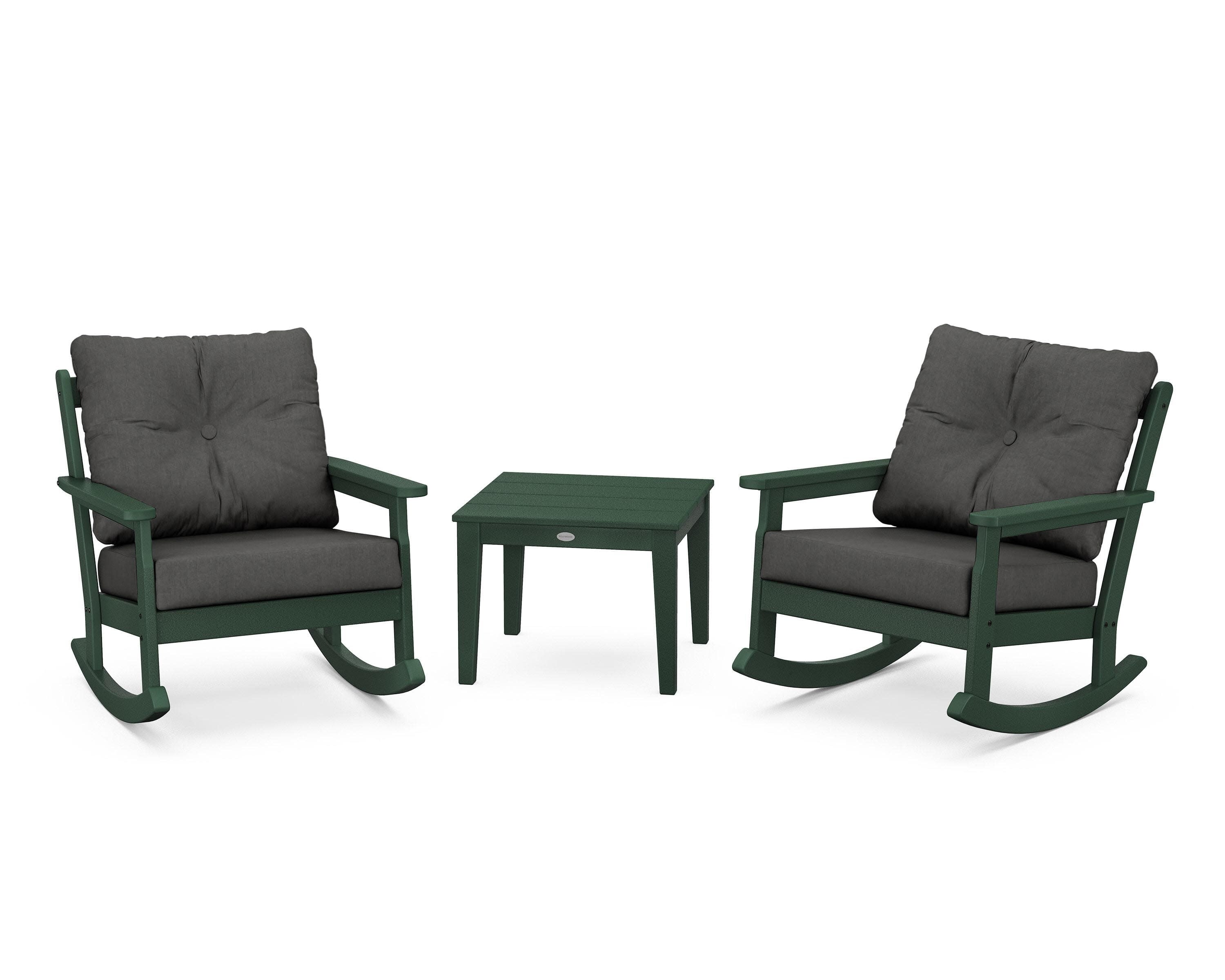 Vineyard 3-Piece Deep Seating Rocker Set in Green / Spectrum Carbon