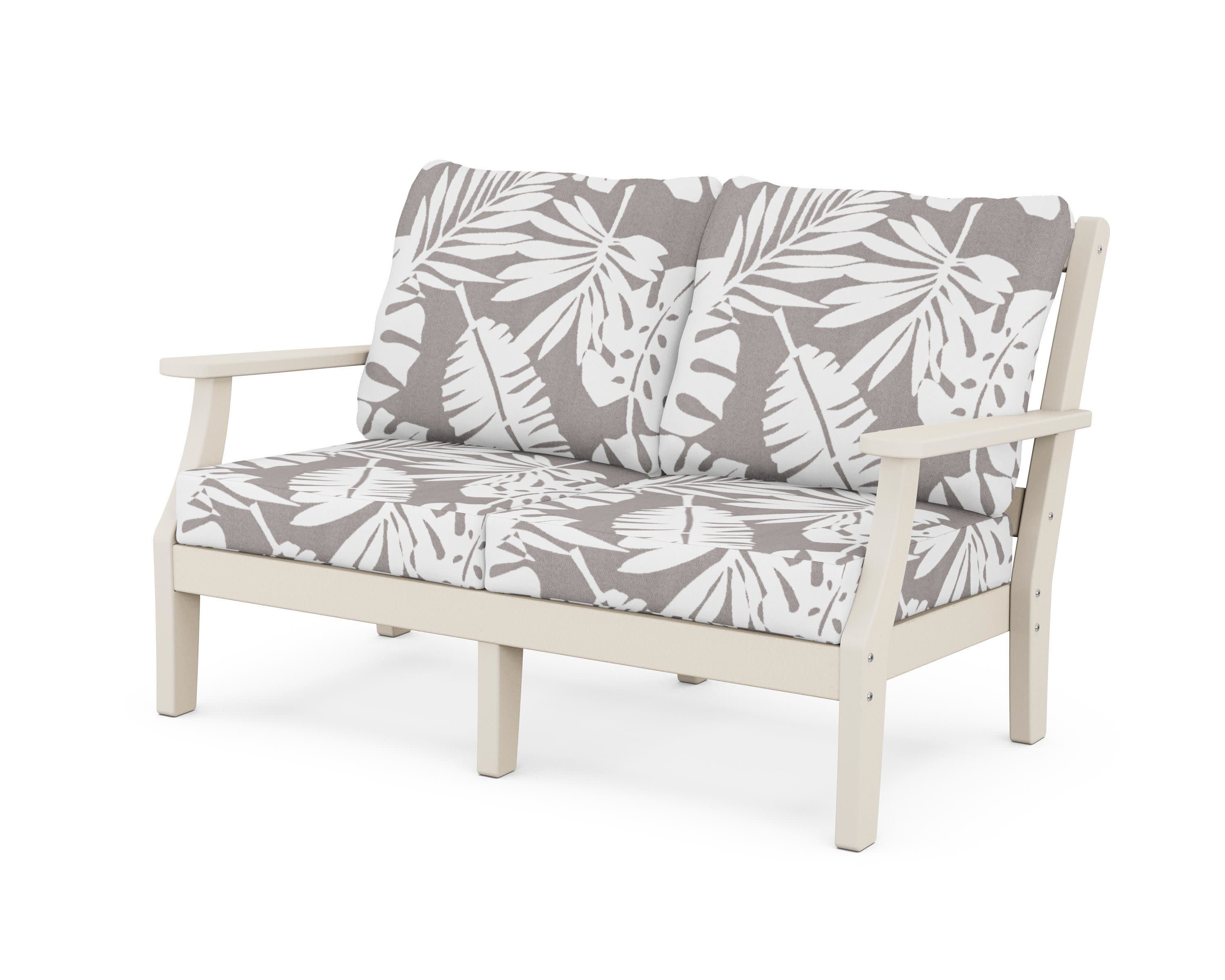 Chinoiserie Deep Seating Loveseat in Sand / Leaf Grey Mist