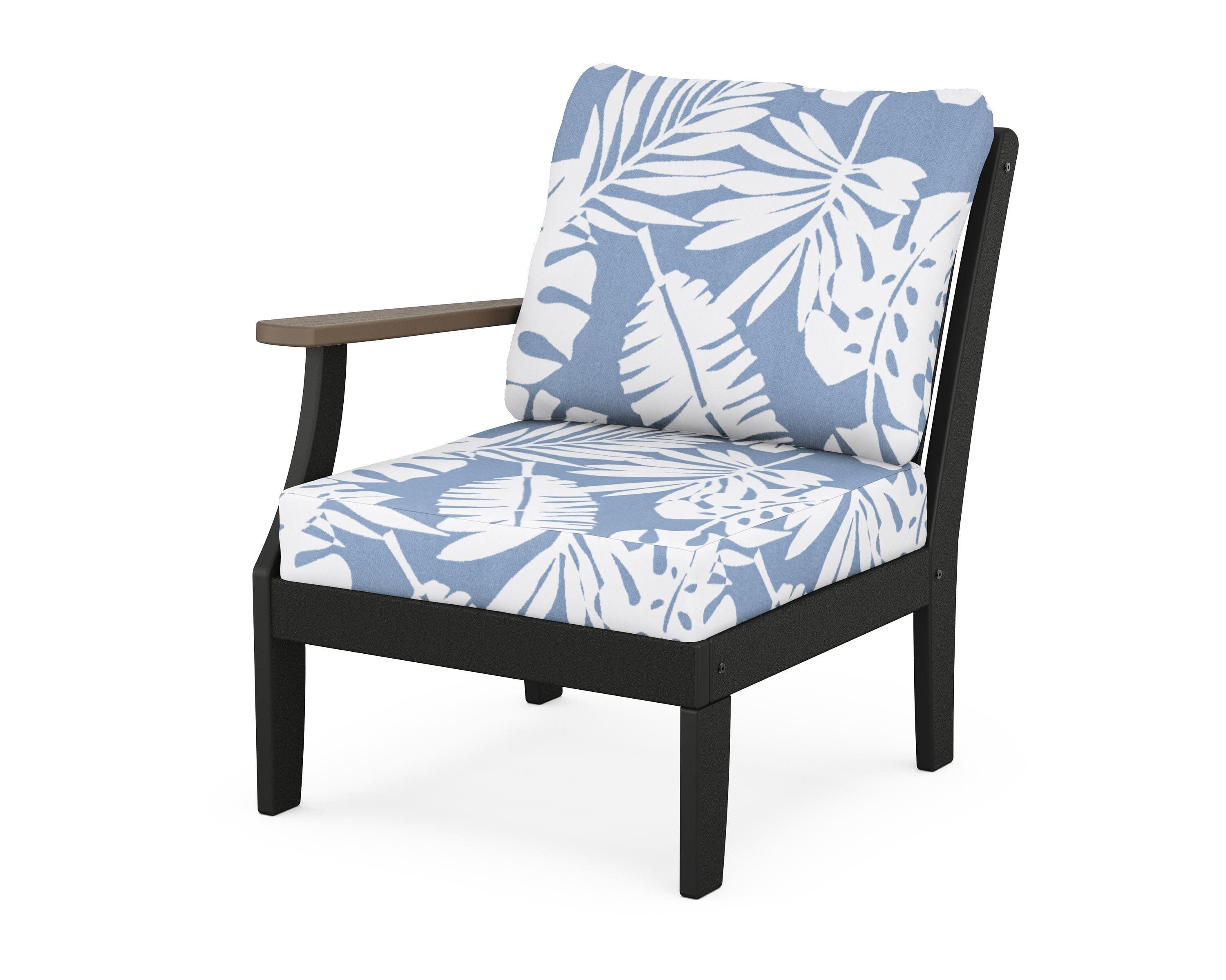 Braxton Modular Left Arm Chair in Black / Kona / Leaf Sky Blue