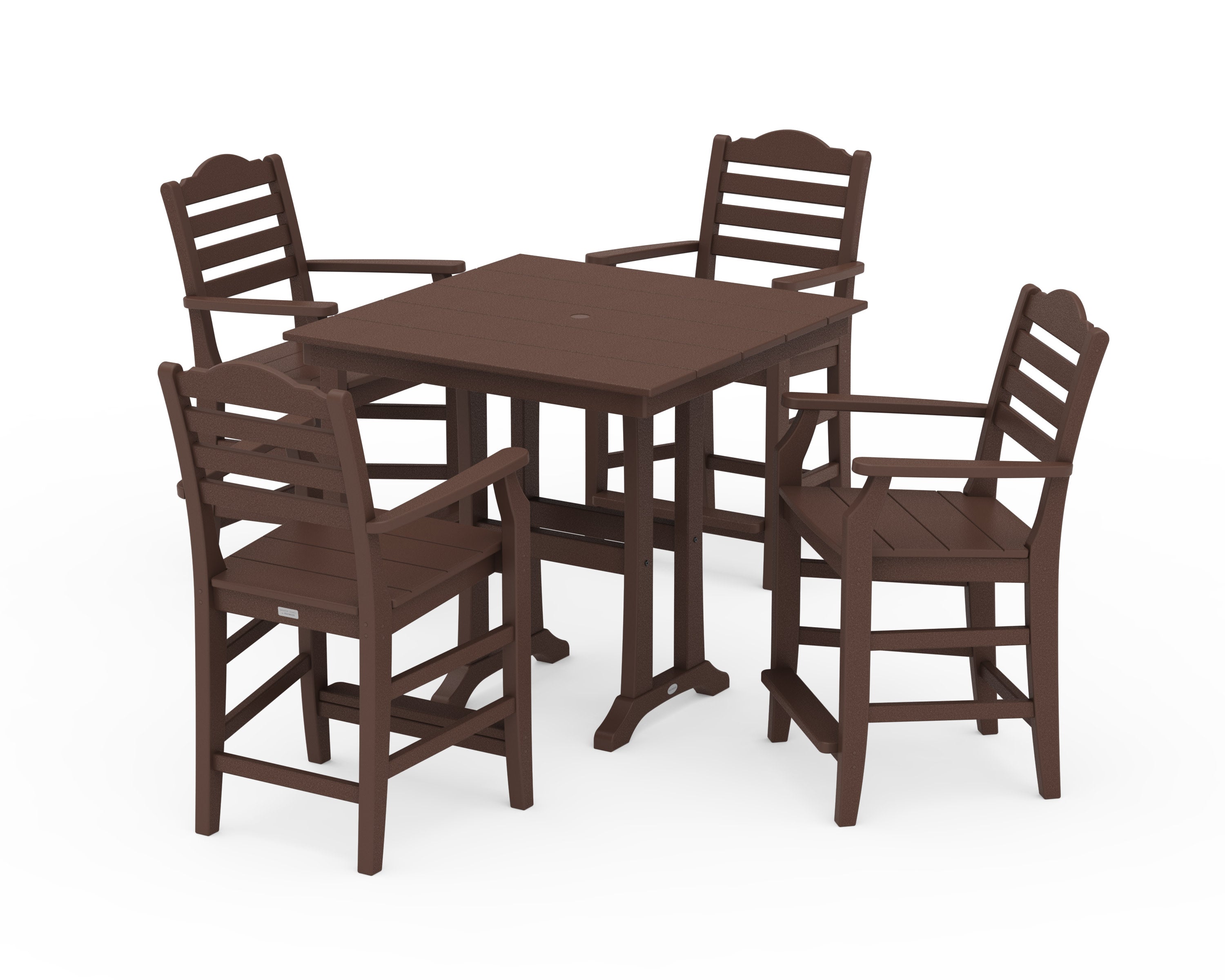 Savannah 5-Piece Farmhouse Counter Set with Trestle Legs in Mahogany