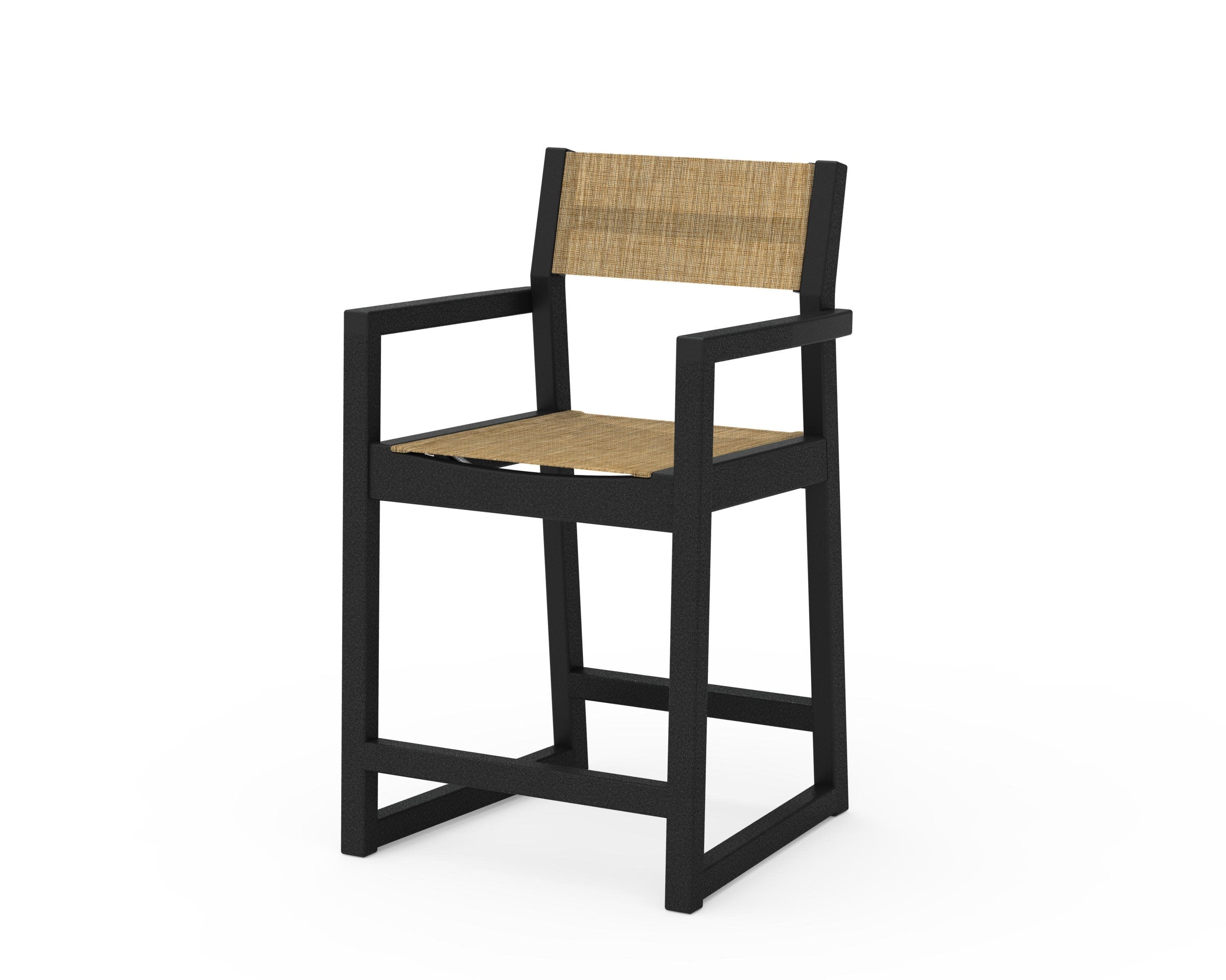 EDGE Sling Counter Arm Chair in Black / Burlap Sling