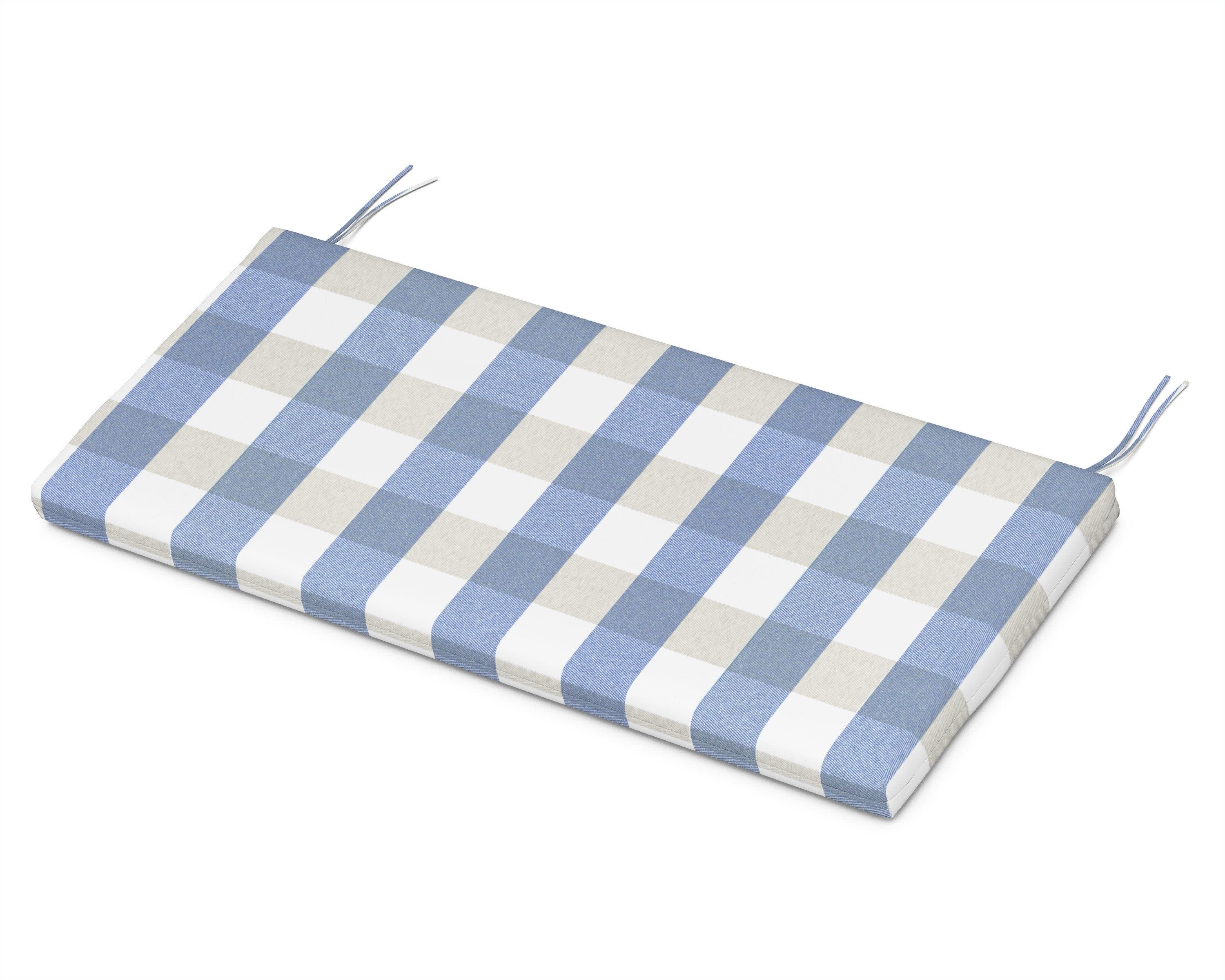 Bench Seat Cushion - 17.25"D x 44.5"W x 2.5"H in Buffalo Plaid Sky Blue