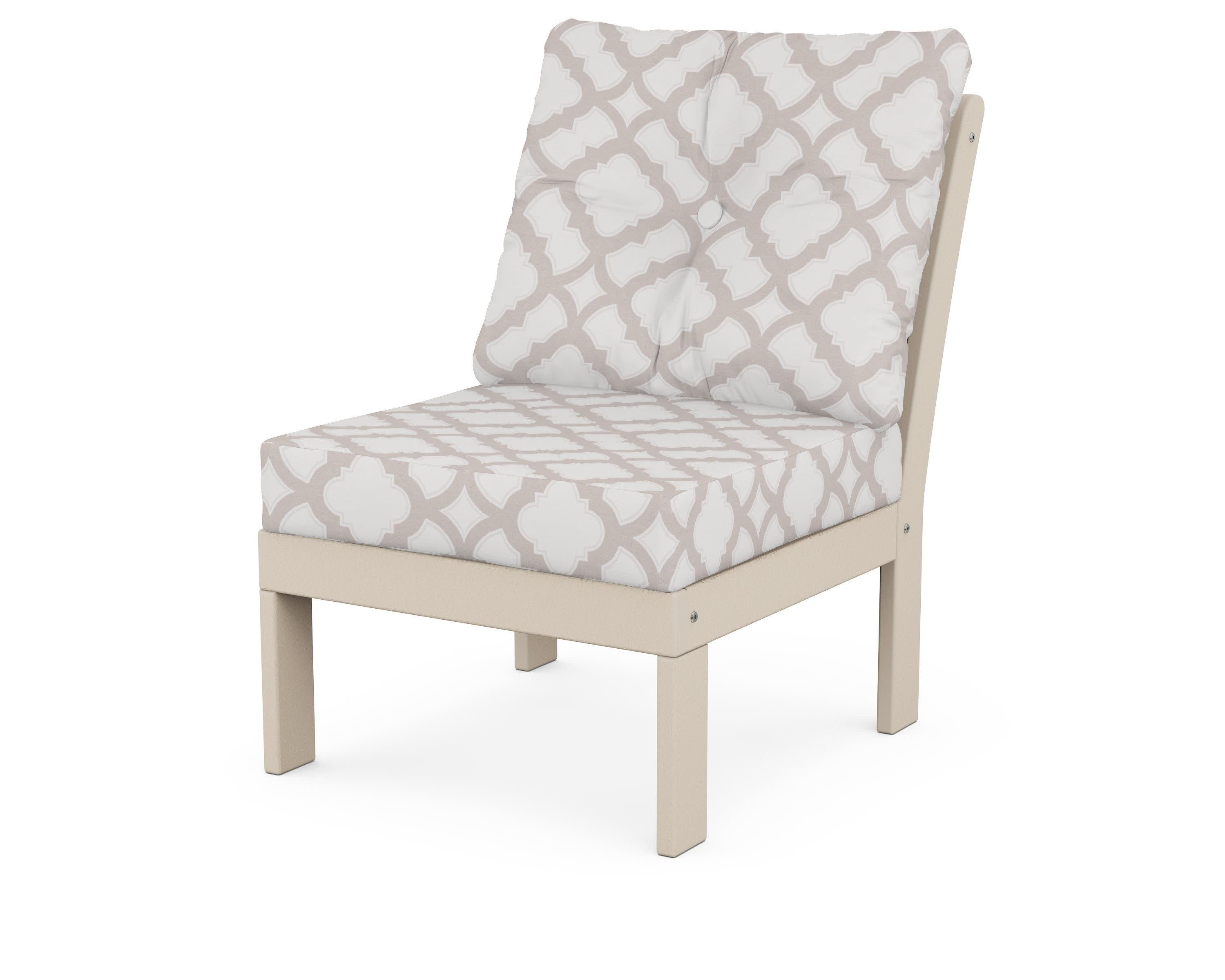 Vineyard Modular Armless Chair in Sand / Trellis Dune Burlap