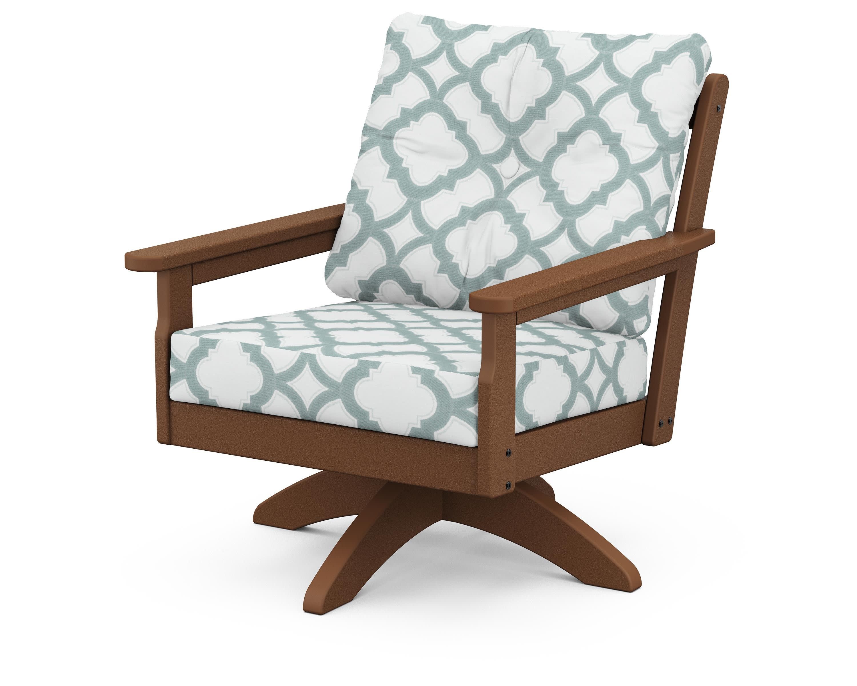 Vineyard Deep Seating Swivel Chair in Teak / Trellis Glacier Spa