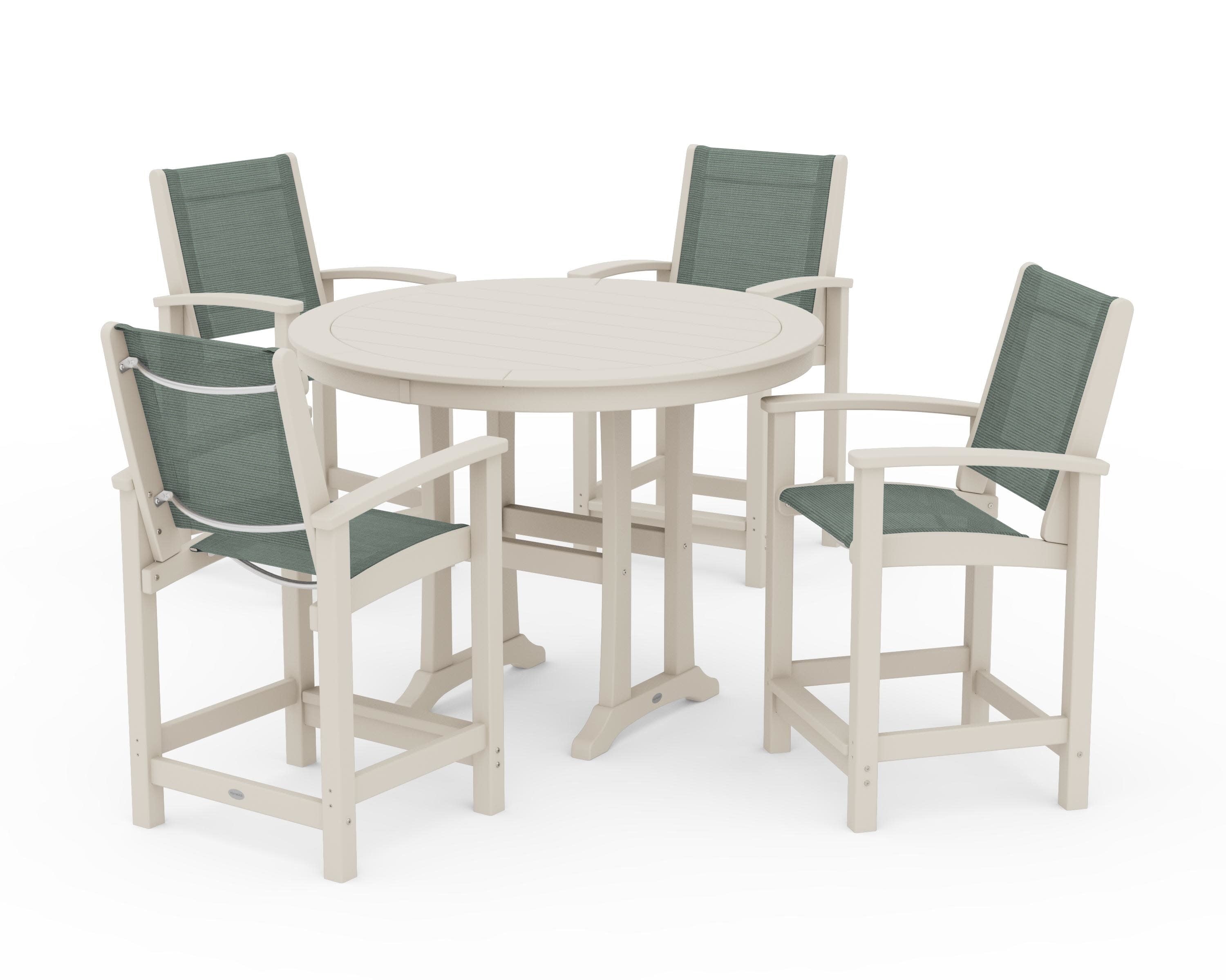 Coastal 5-Piece Counter Set in Sand / Dupioni Sea Mist Sling