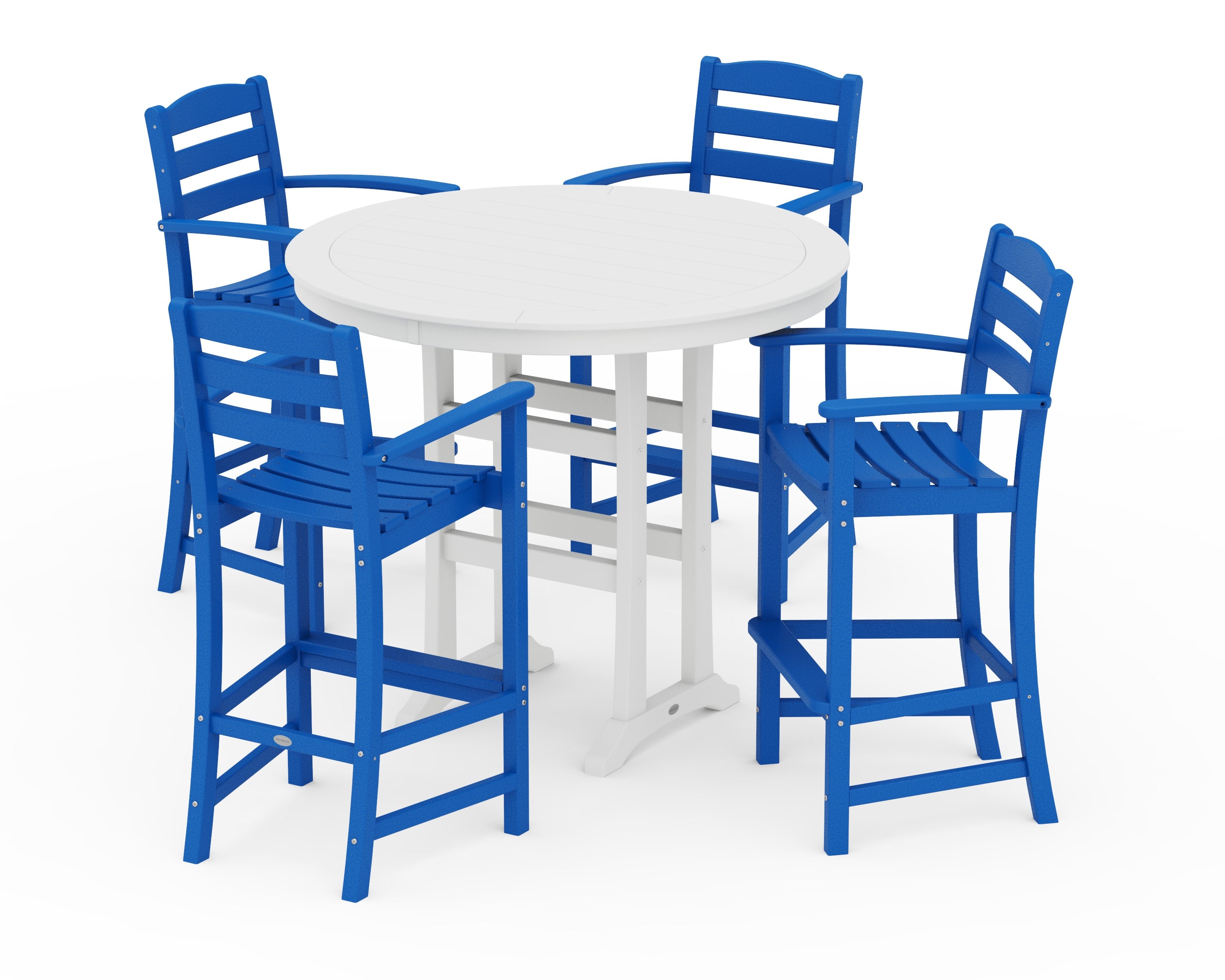 La Casa Caf 5-Piece Bar Dining Set in Pacific Blue / White