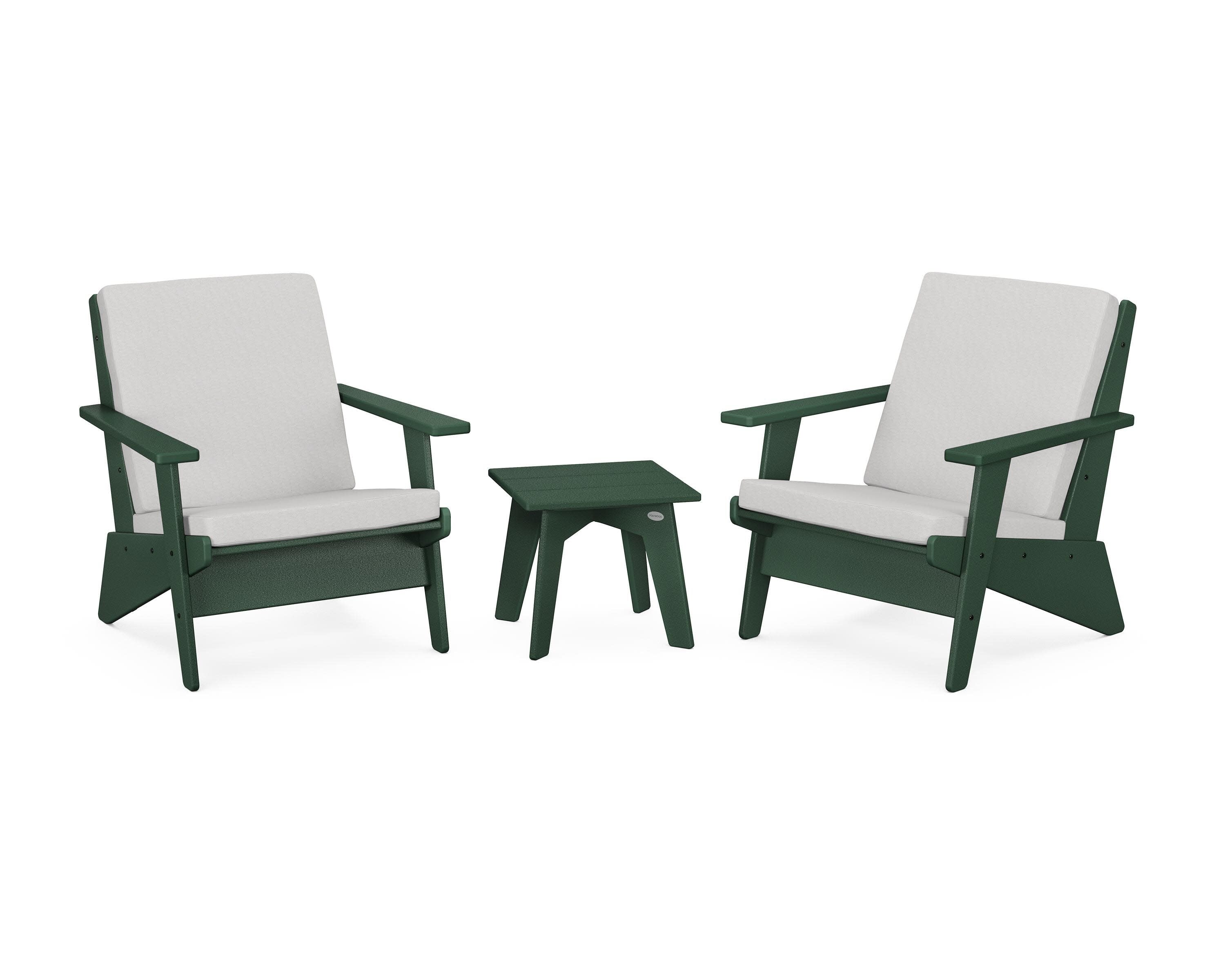 Riviera Modern Lounge 3-Piece Set in Green / Diamond in the Rough