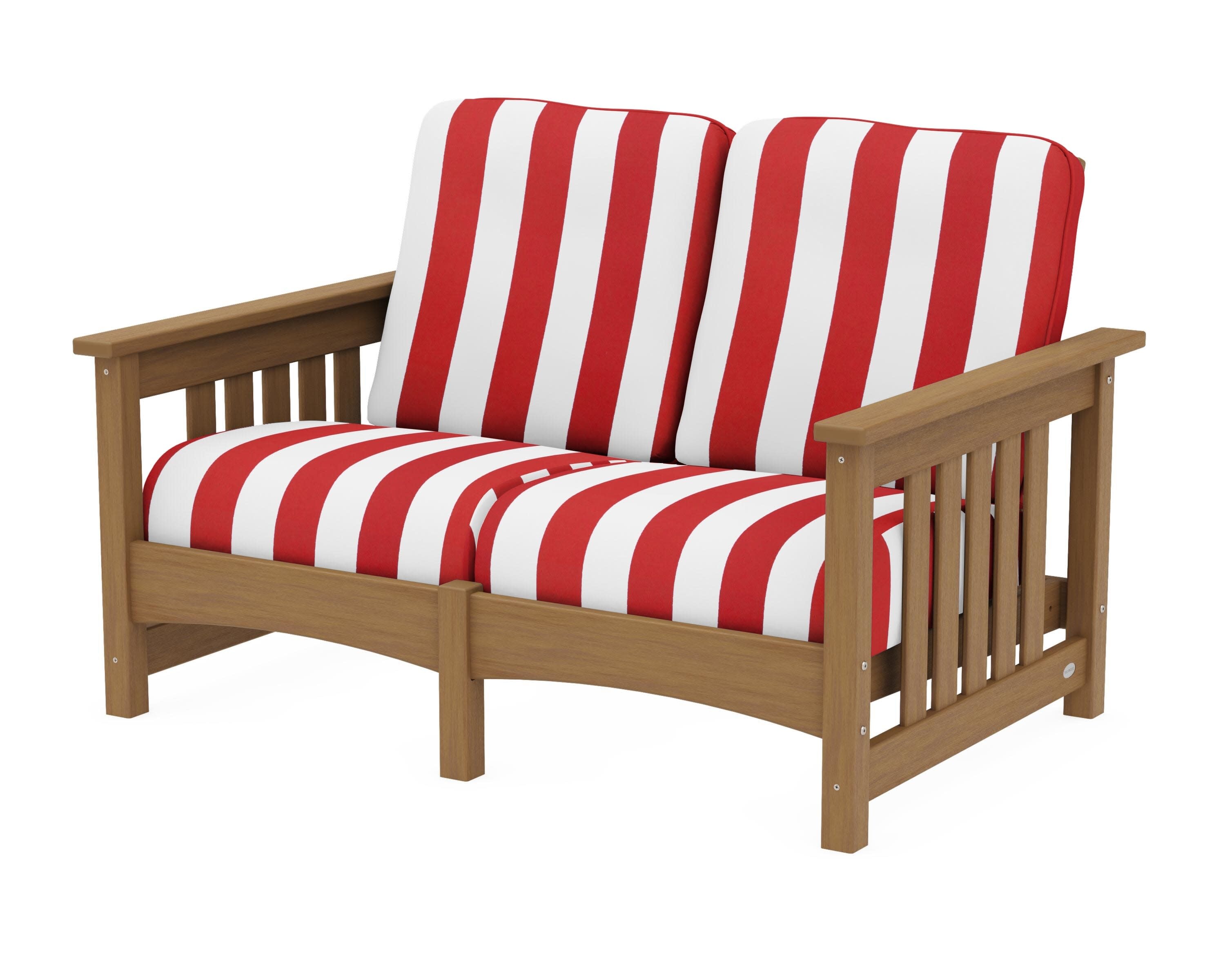 Club Mission Loveseat in Natural / Cabana Stripe Crimson