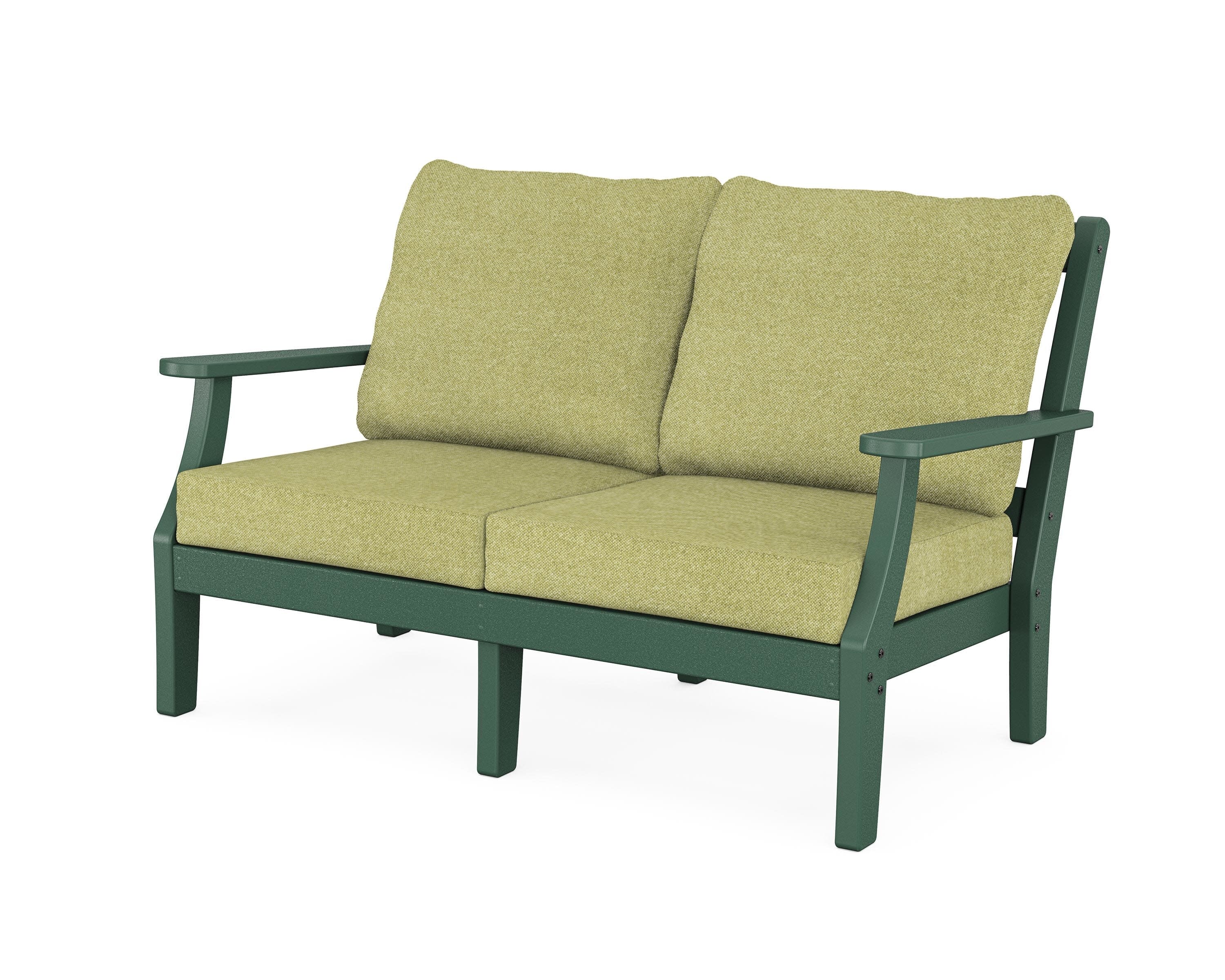 Chinoiserie Deep Seating Loveseat in Green / Chartreuse Boucle