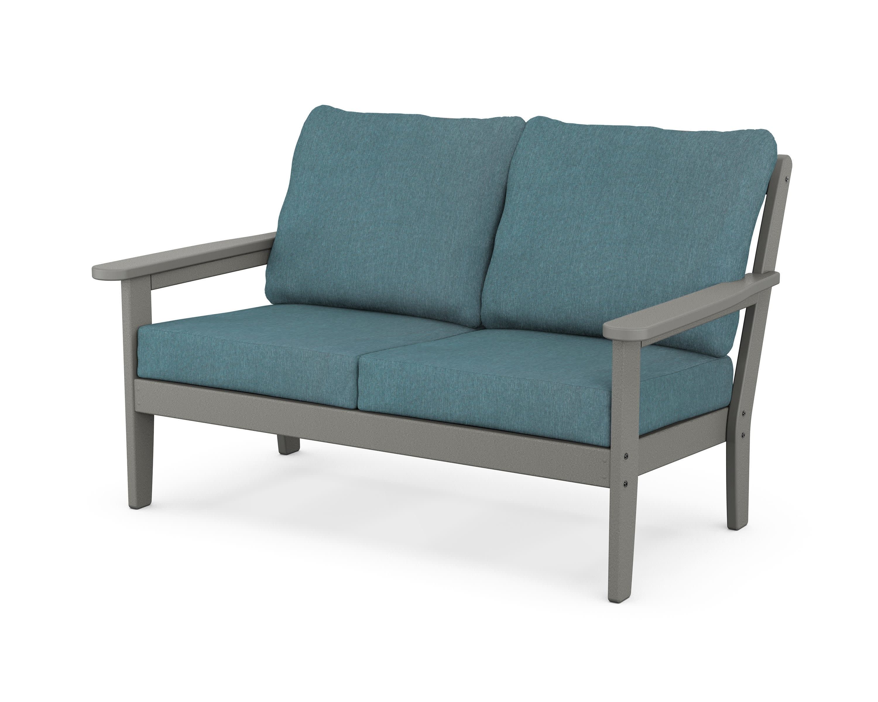 Cottage Deep Seating Loveseat in Slate Grey / Ocean Teal