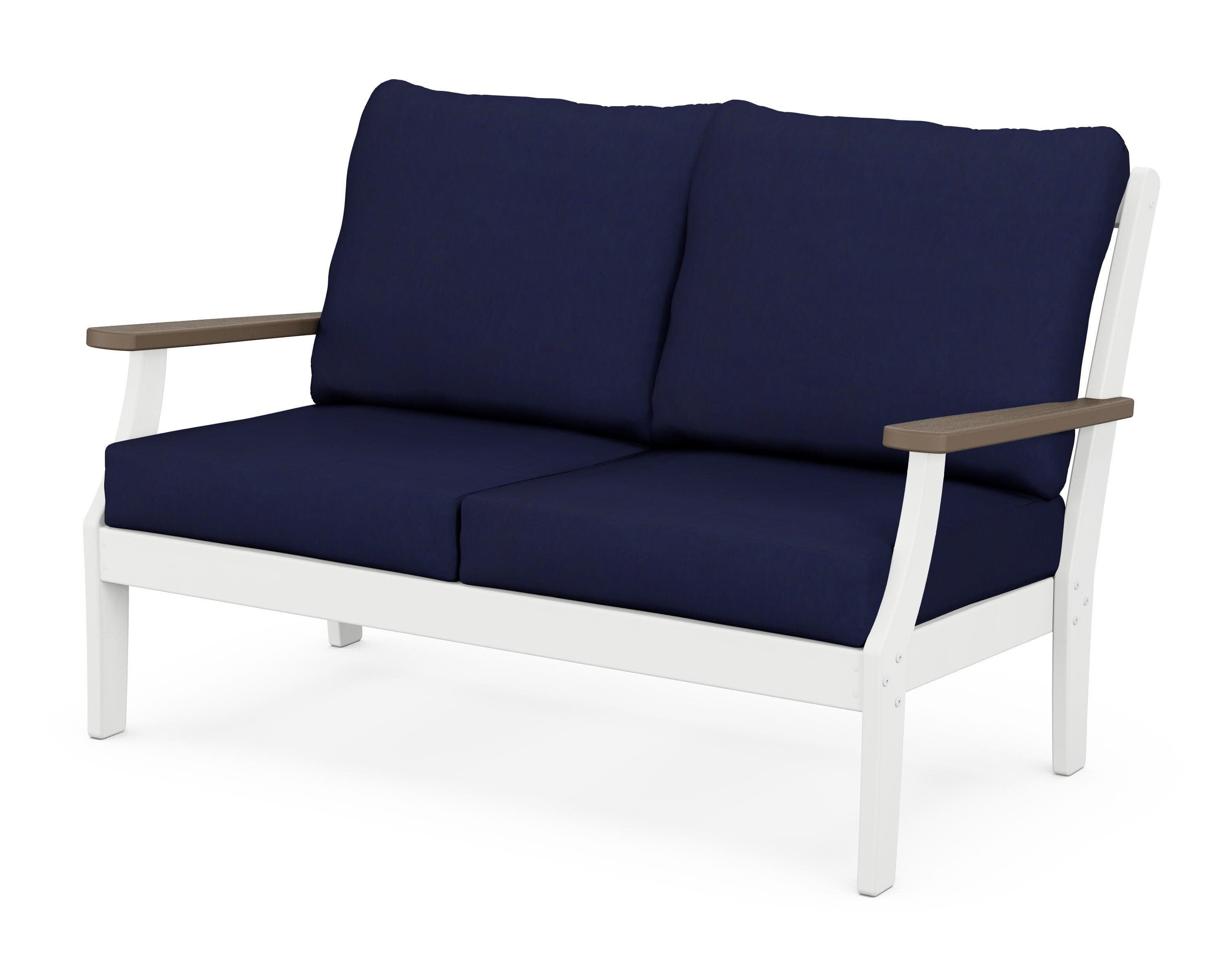 Braxton Deep Seating Loveseat in White / Kona / Navy
