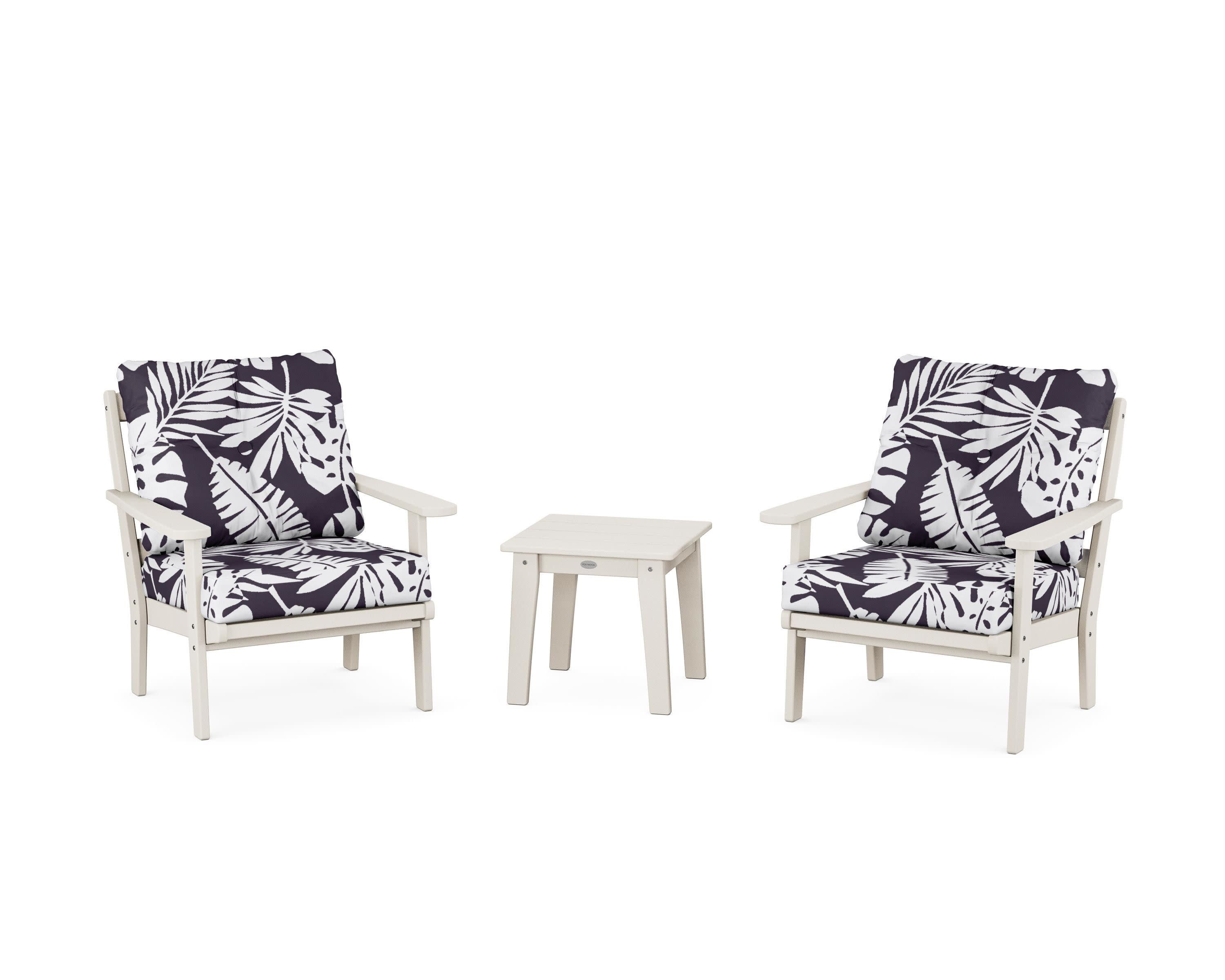 Mission 3-Piece Deep Seating Set in Sand / Leaf Navy
