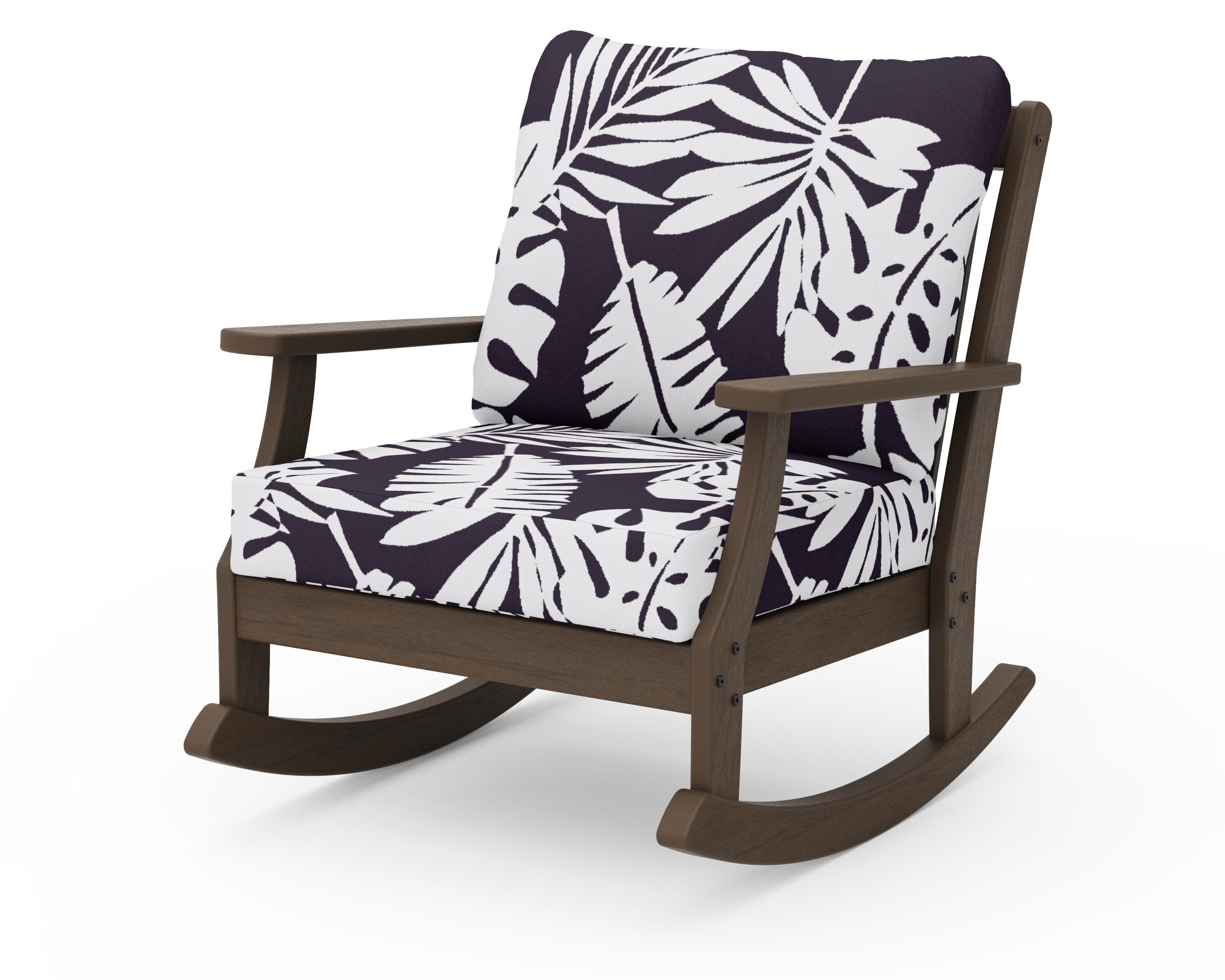 Braxton Deep Seating Rocking Chair in Kona / Leaf Navy