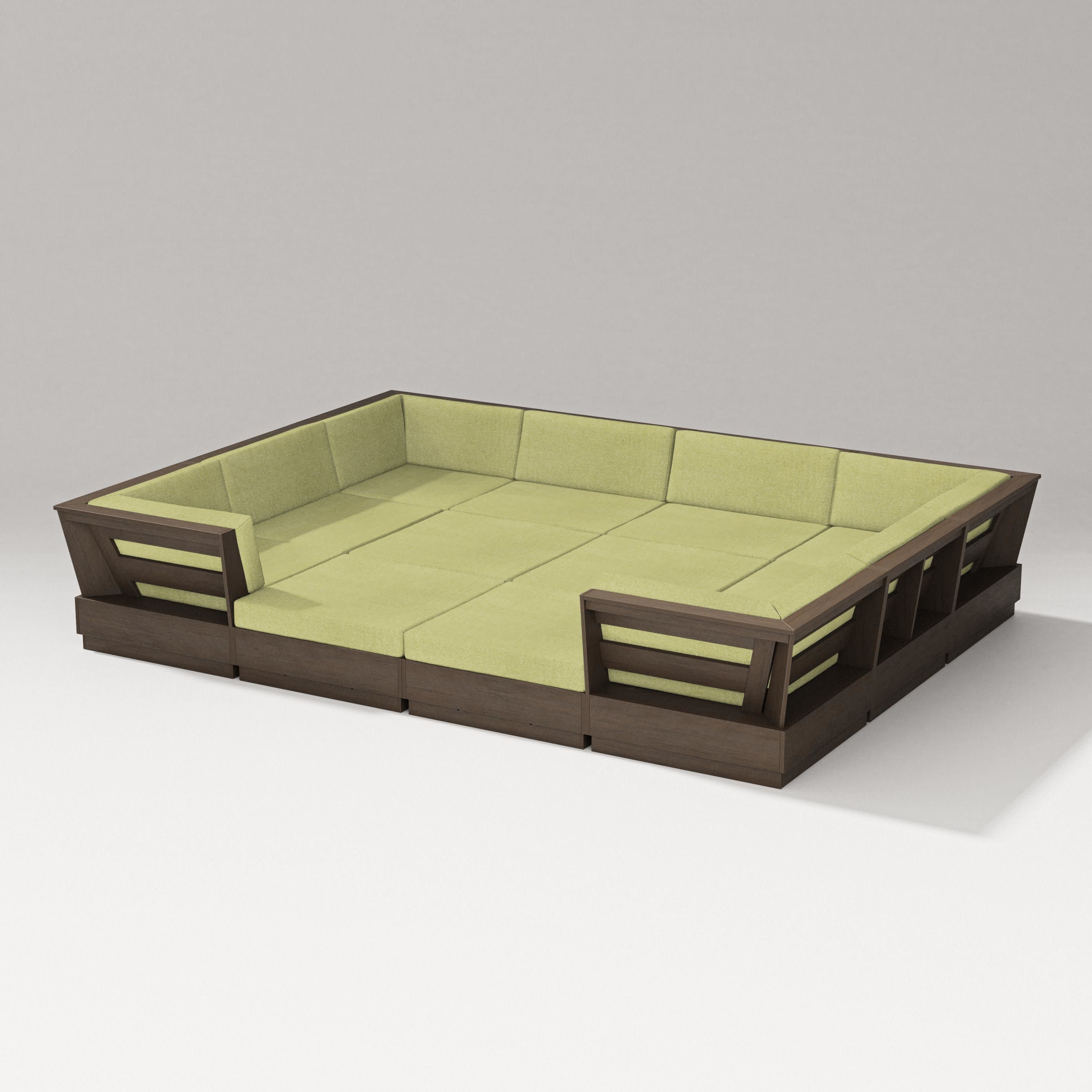 Elevate 12-Piece Pit Sectional in Kona / Chartreuse Boucle