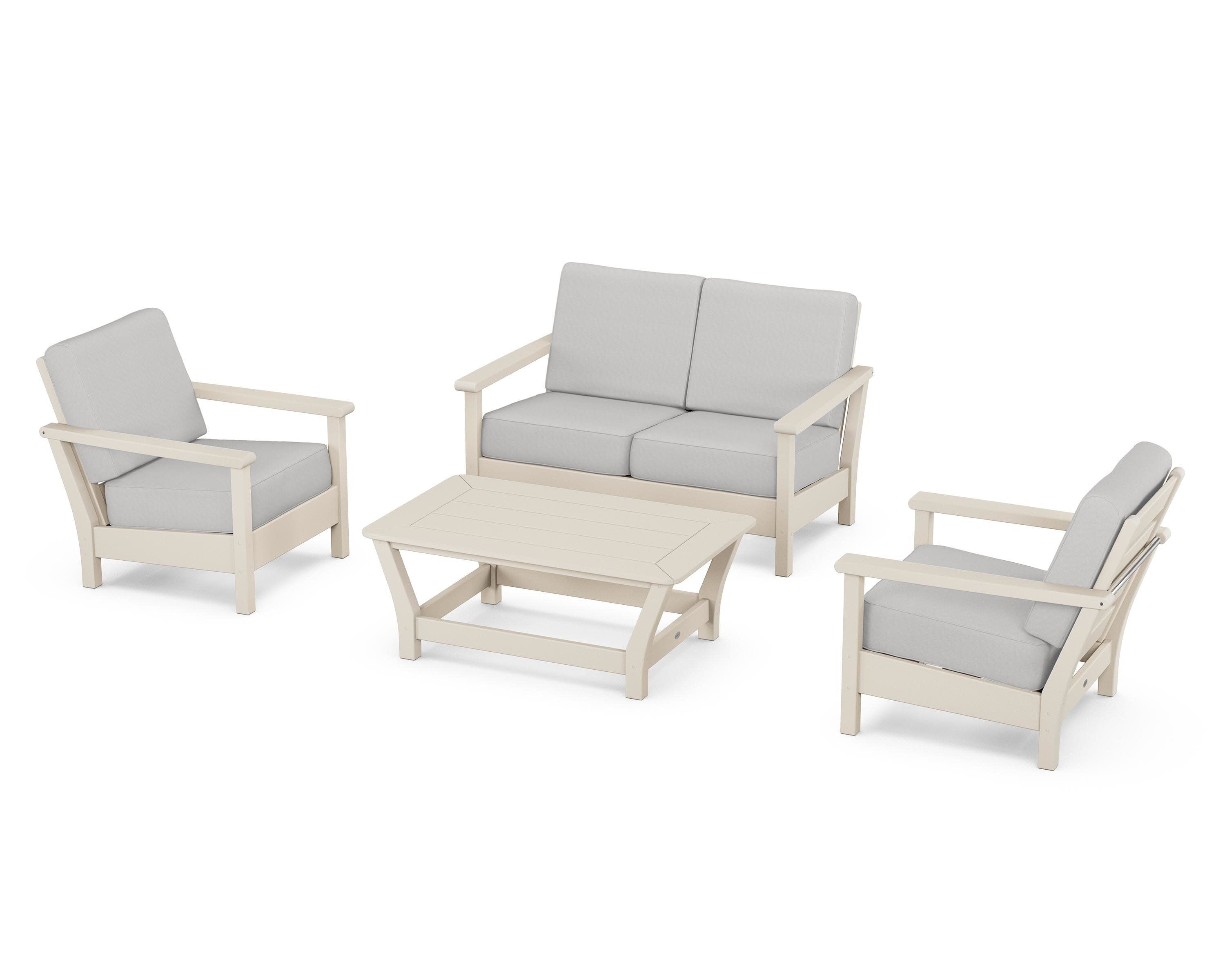 Harbour 4-Piece Deep Seating Set in Sand / Diamond in the Rough