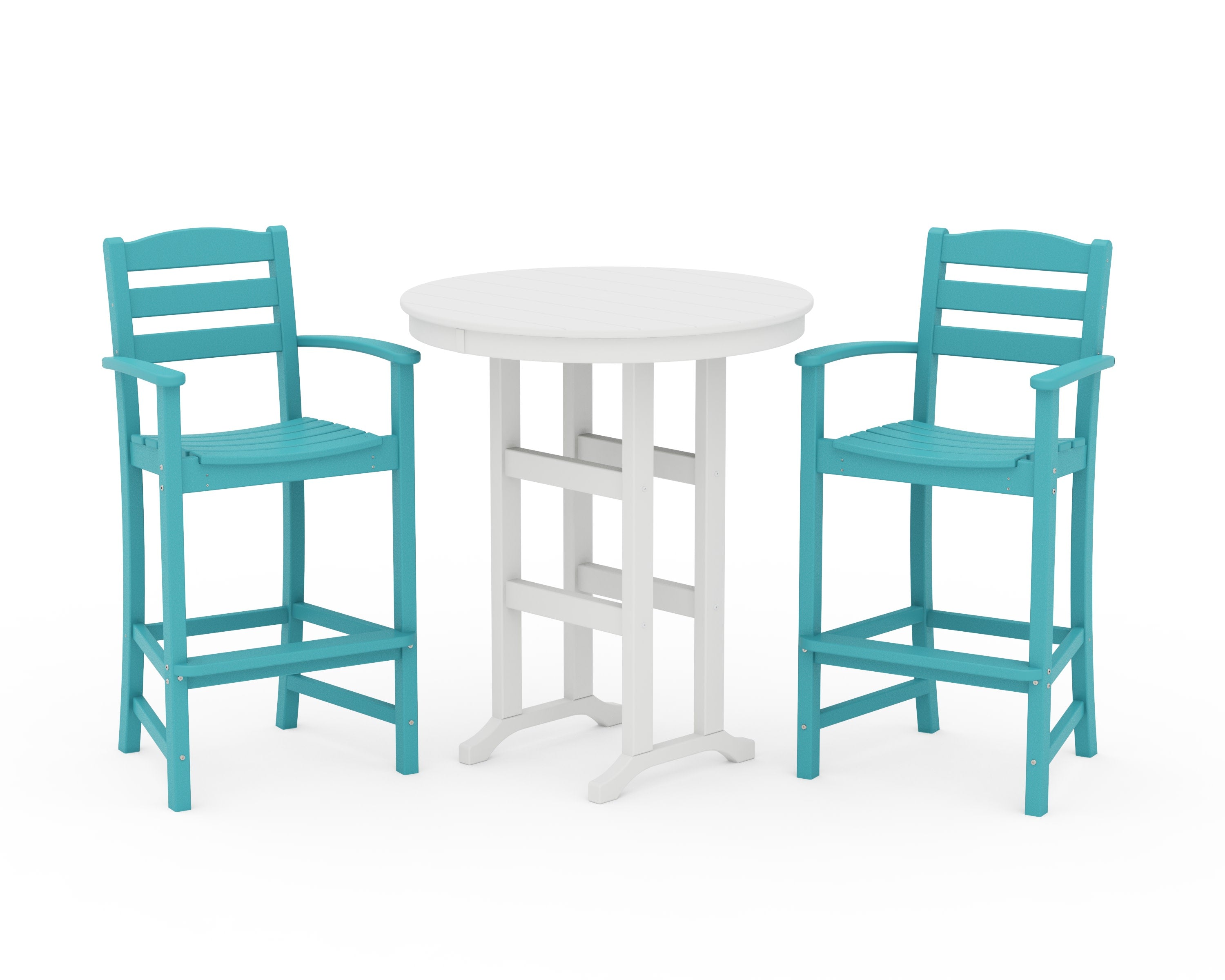 La Casa Caf 3-Piece Round Farmhouse Bar Set in Aruba / White