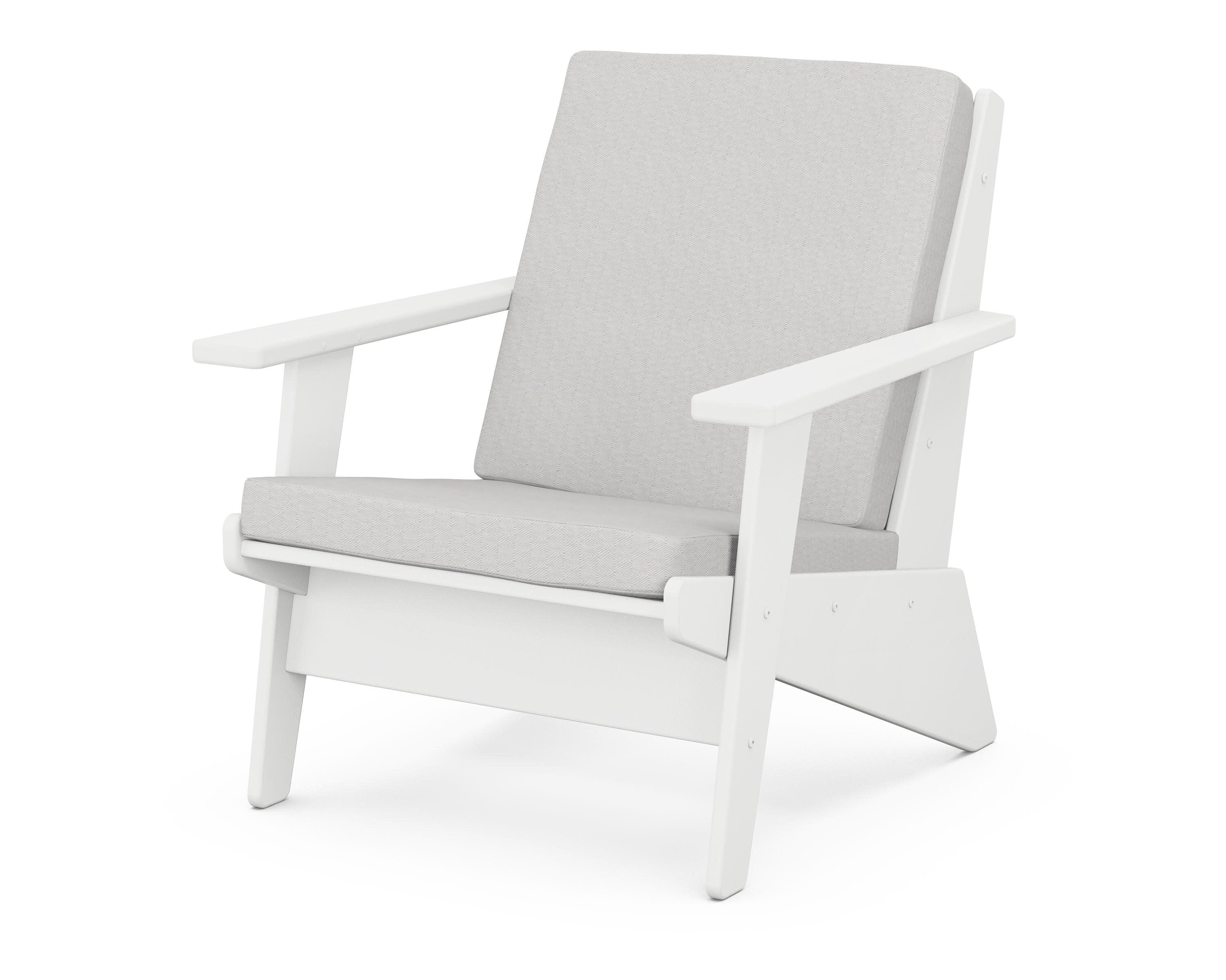 Riviera Modern Lounge Chair in White / Diamond in the Rough