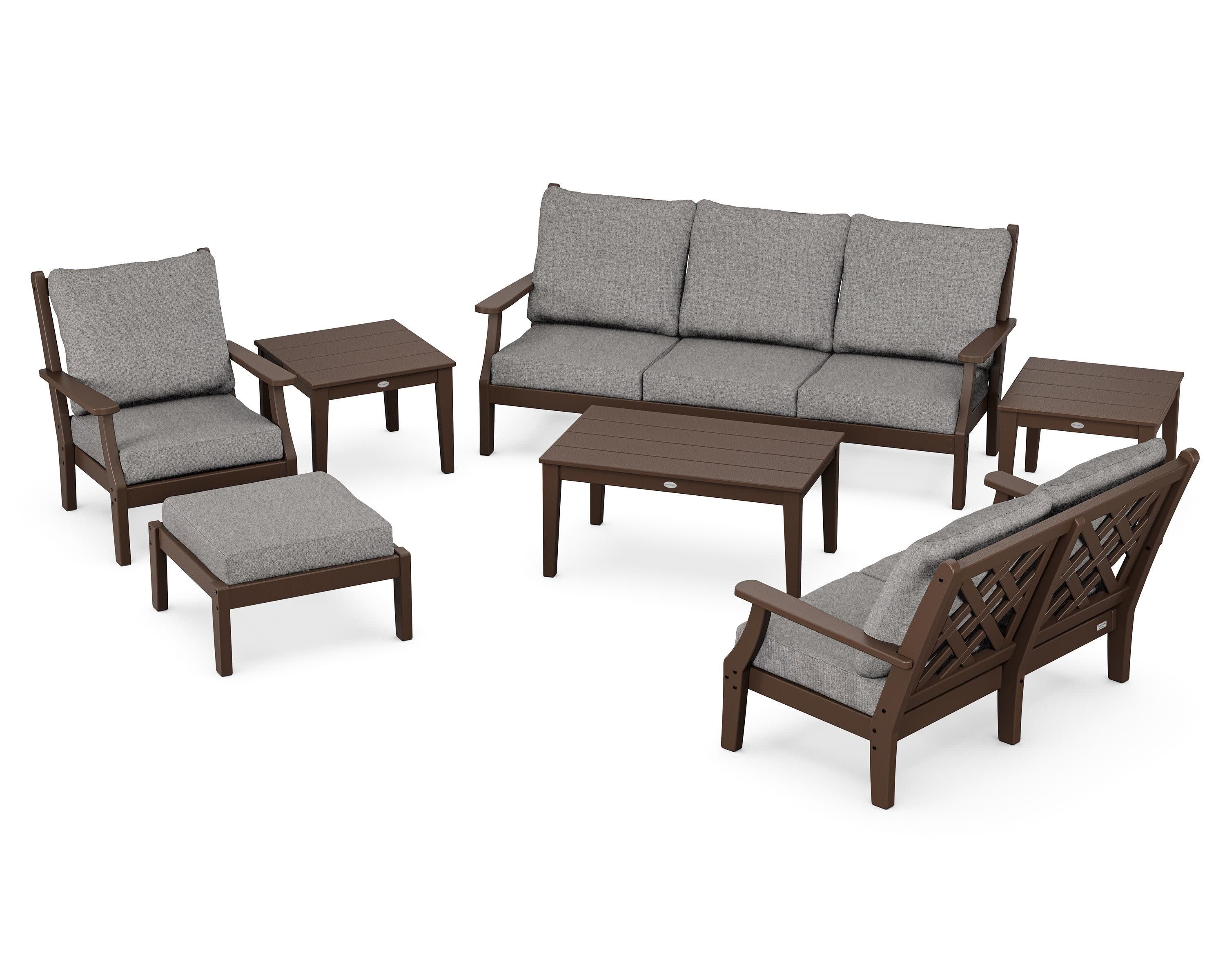 Wovendale 7-Piece Deep Seating Set in Mahogany / Grey Mist