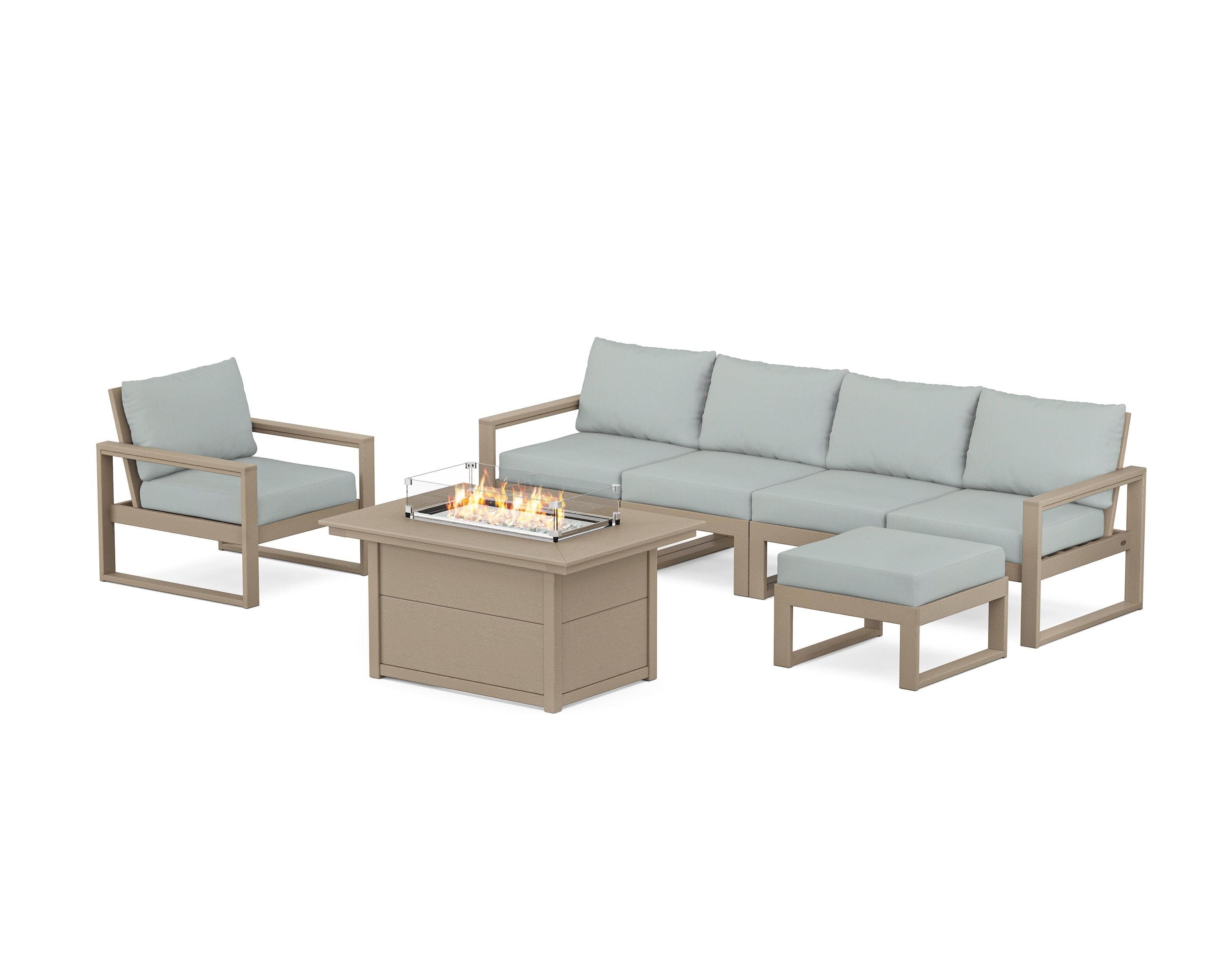 EDGE Sectional Lounge and Fire Pit Set in Vintage Sahara / Spa
