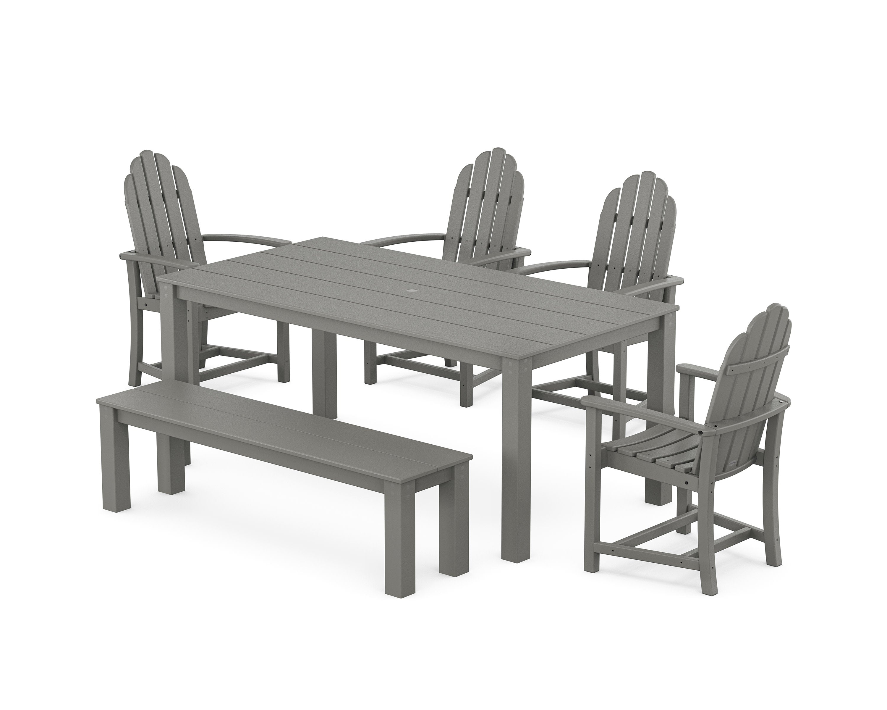 Classic Adirondack 6-Piece Parsons Dining Set with Bench in Slate Grey