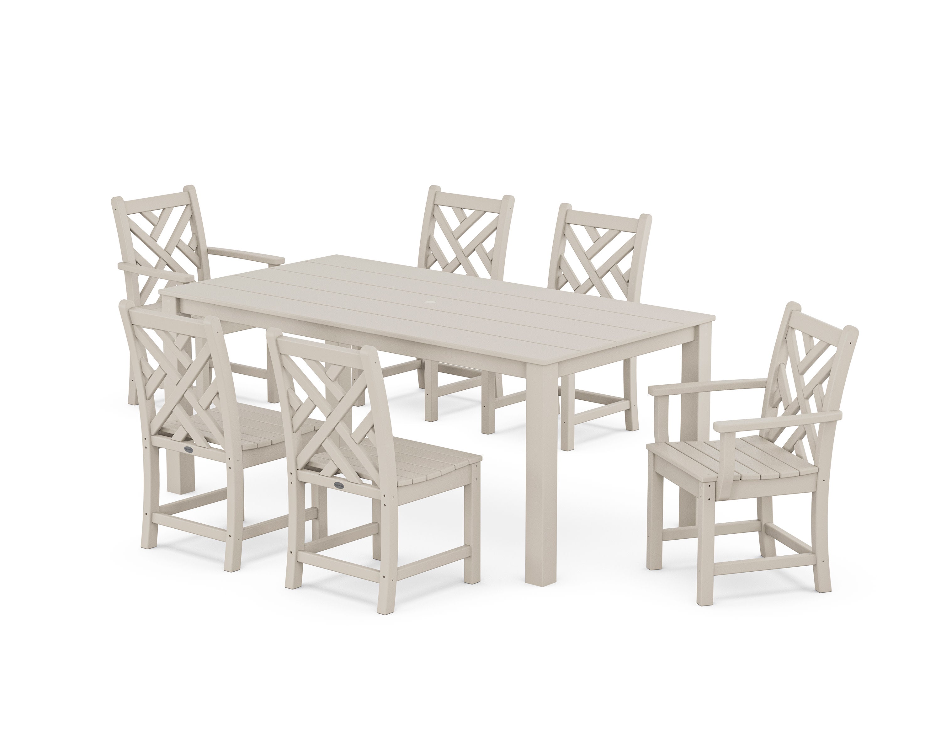 Chippendale 7-Piece Parsons Dining Set in Sand