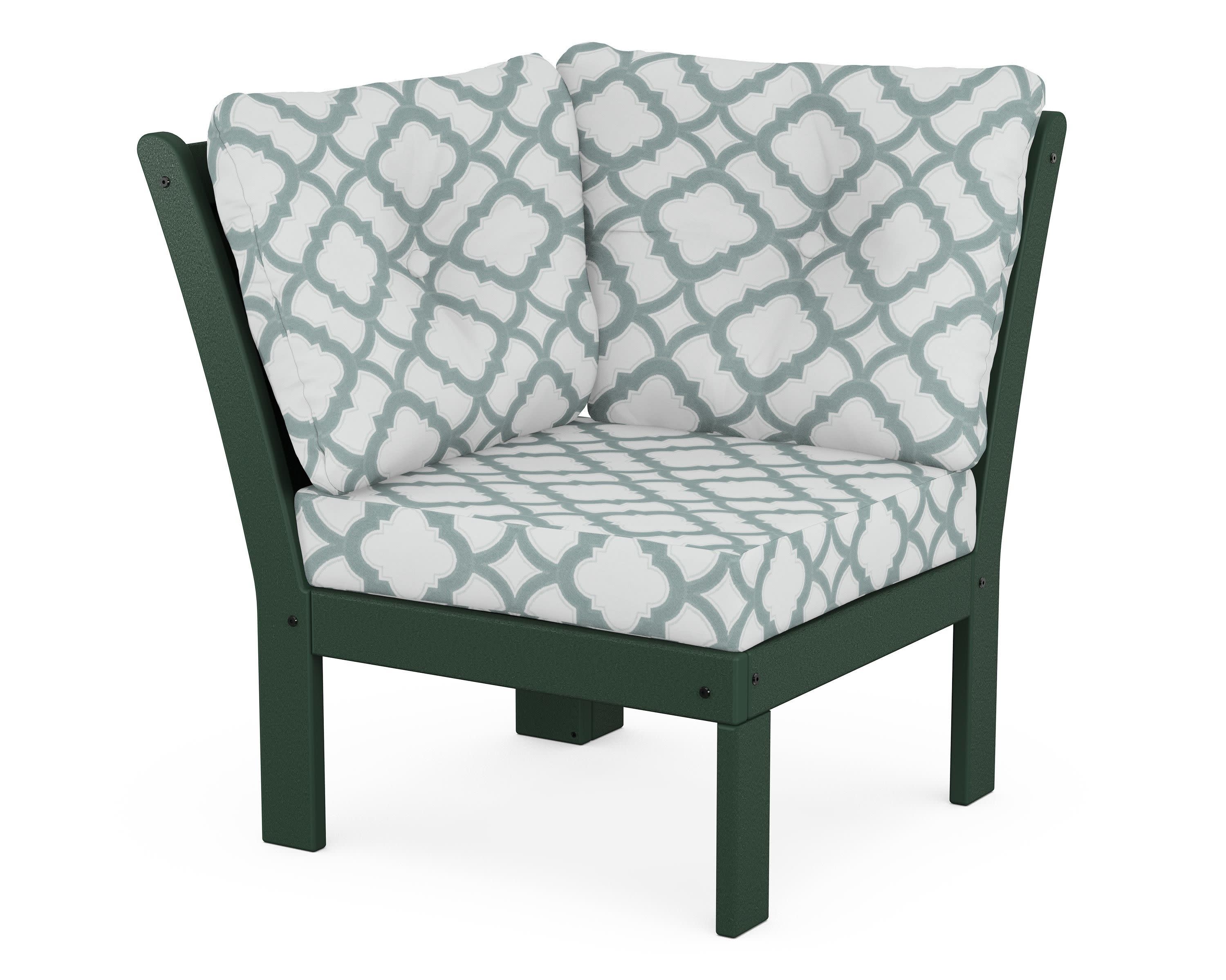 Vineyard Modular Corner Chair in Green / Trellis Glacier Spa