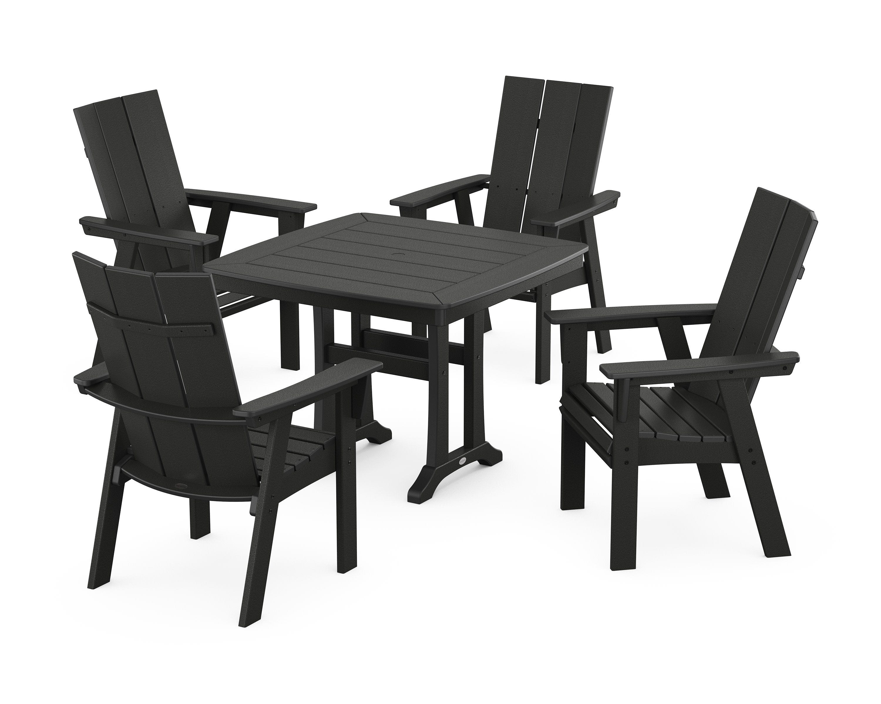 Modern Adirondack 5-Piece Dining Set with Trestle Legs in Black