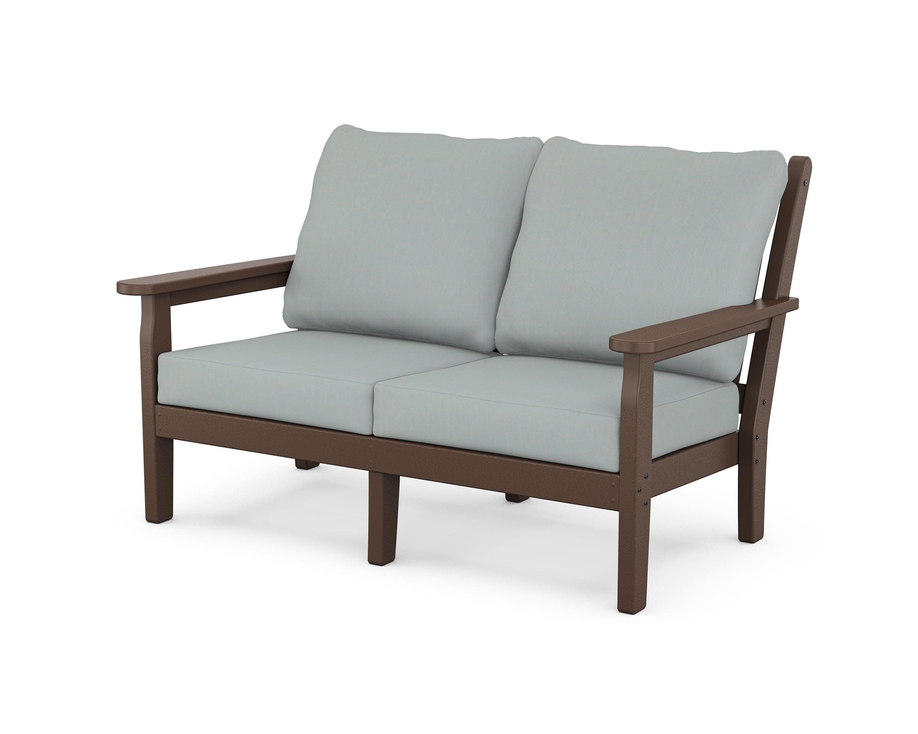Chippendale Deep Seating Loveseat in Mahogany / Spa