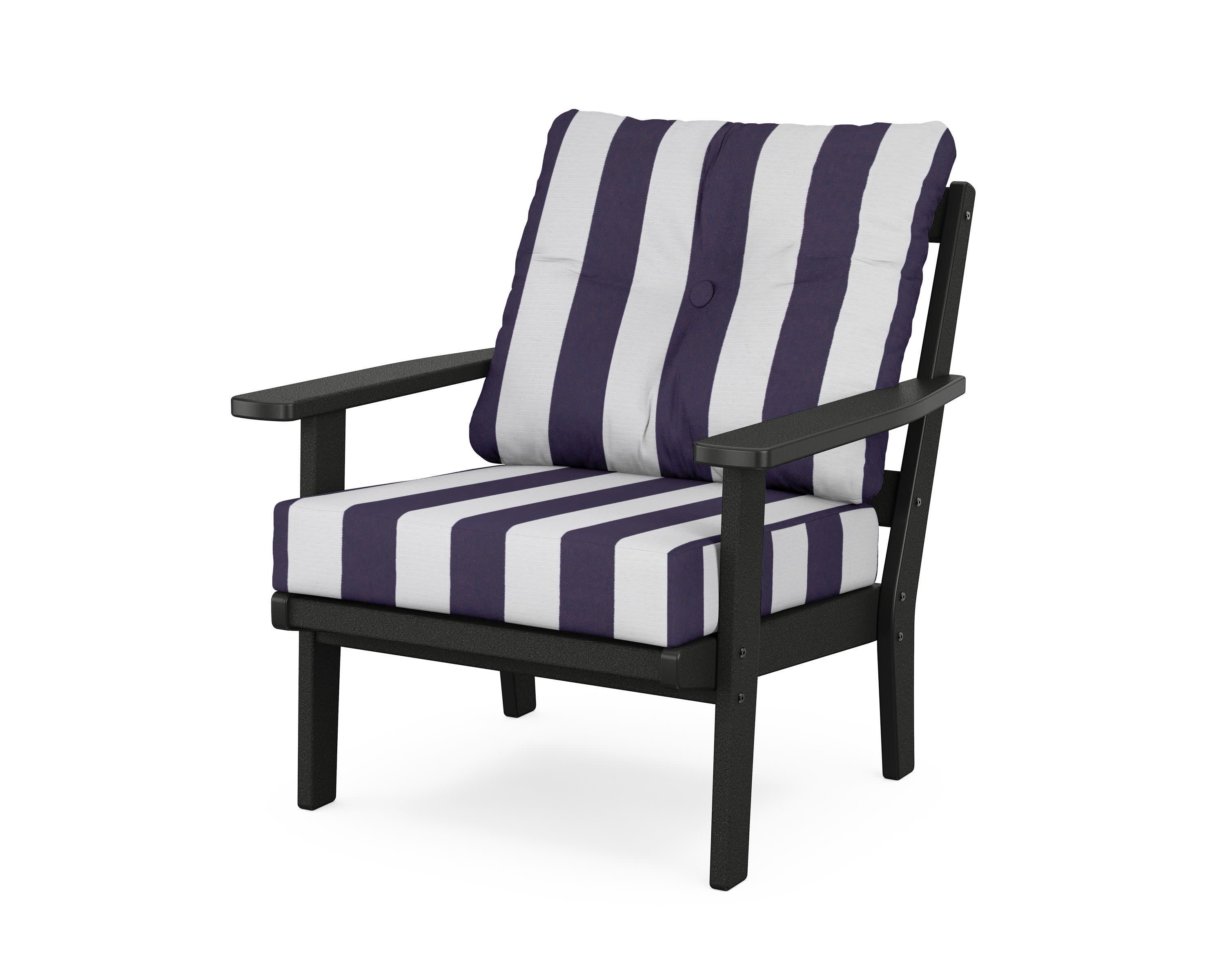 Oxford Deep Seating Chair in Black / Cabana Stripe Navy