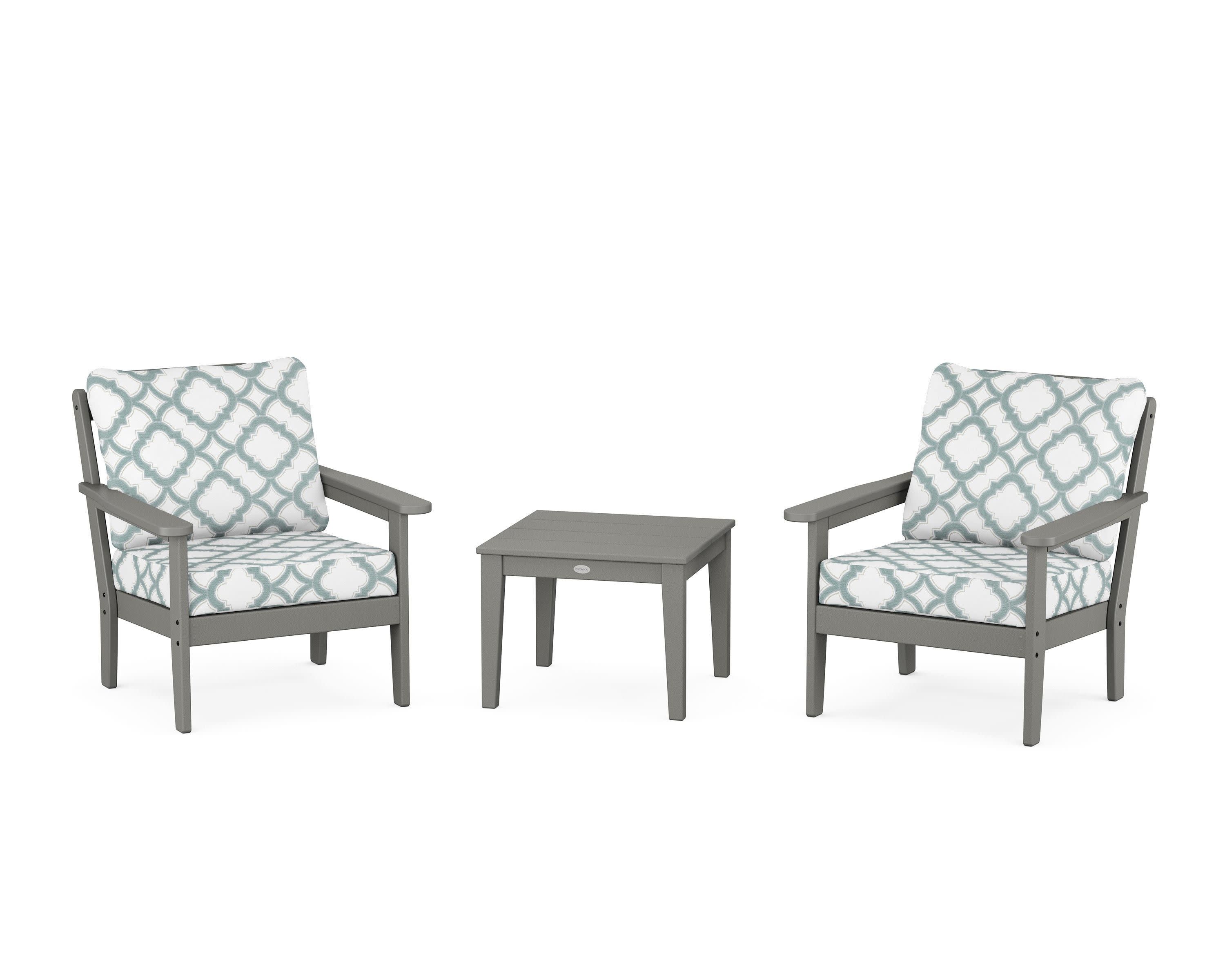 Cottage 3-Piece Deep Seating Set in Slate Grey / Trellis Glacier Spa