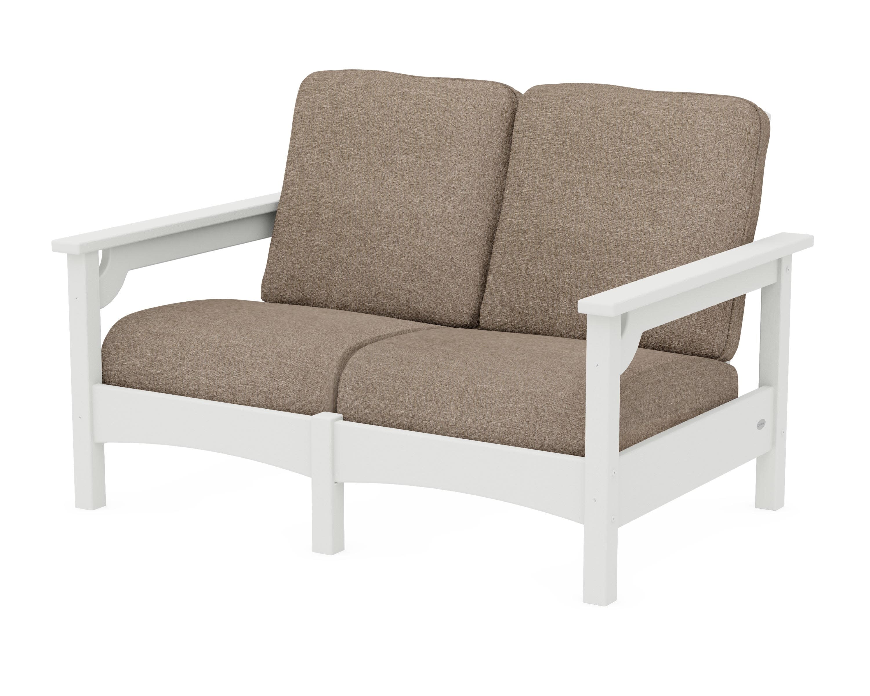 Club Loveseat in Vintage White / Spiced Burlap