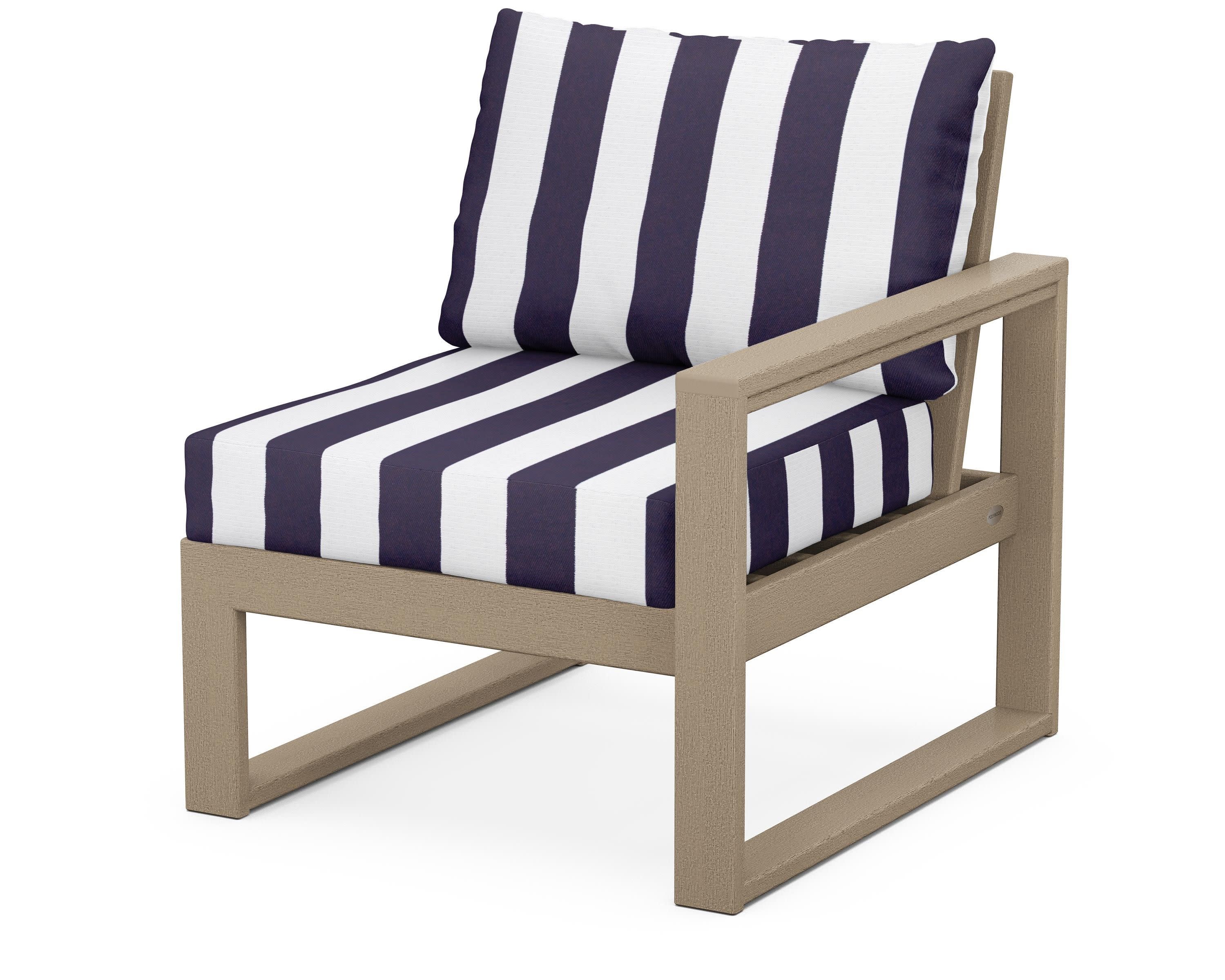 EDGE Modular Right Arm Chair in Vintage Sahara / Cabana Stripe Navy