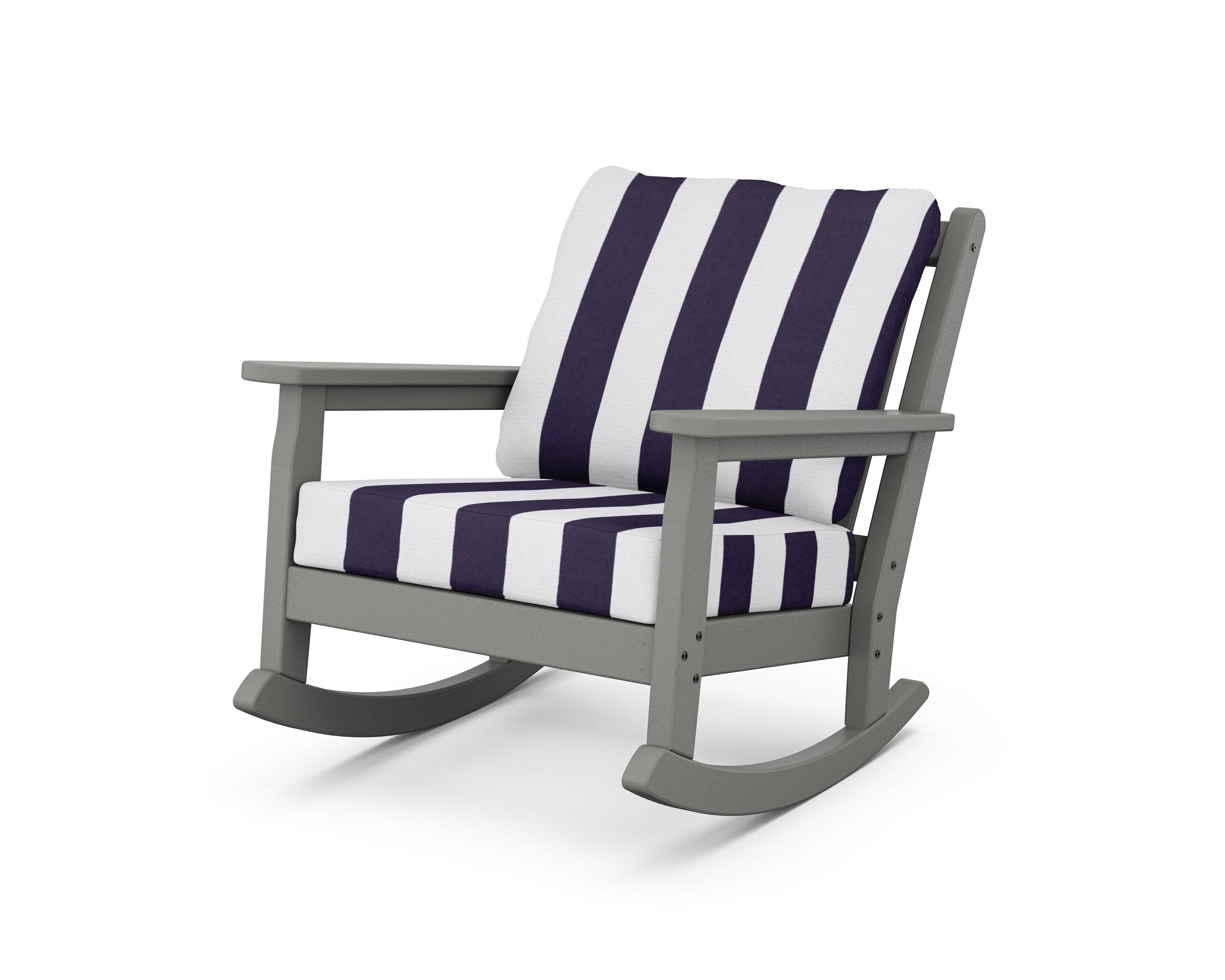 Chippendale Deep Seating Rocking Chair in Slate Grey / Cabana Stripe Navy