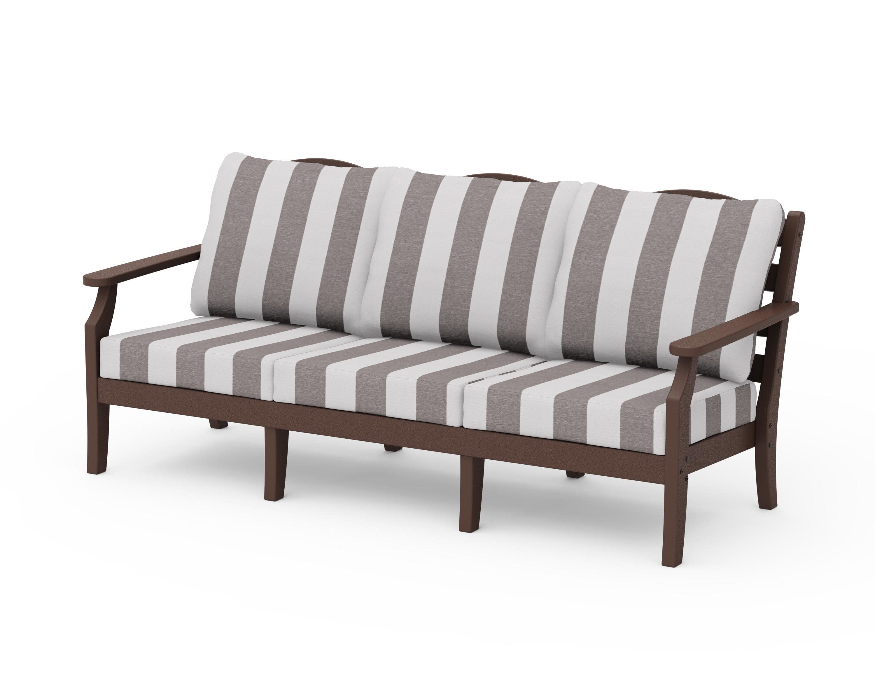 Savannah Deep Seating Sofa in Mahogany / Cabana Stripe Grey Mist