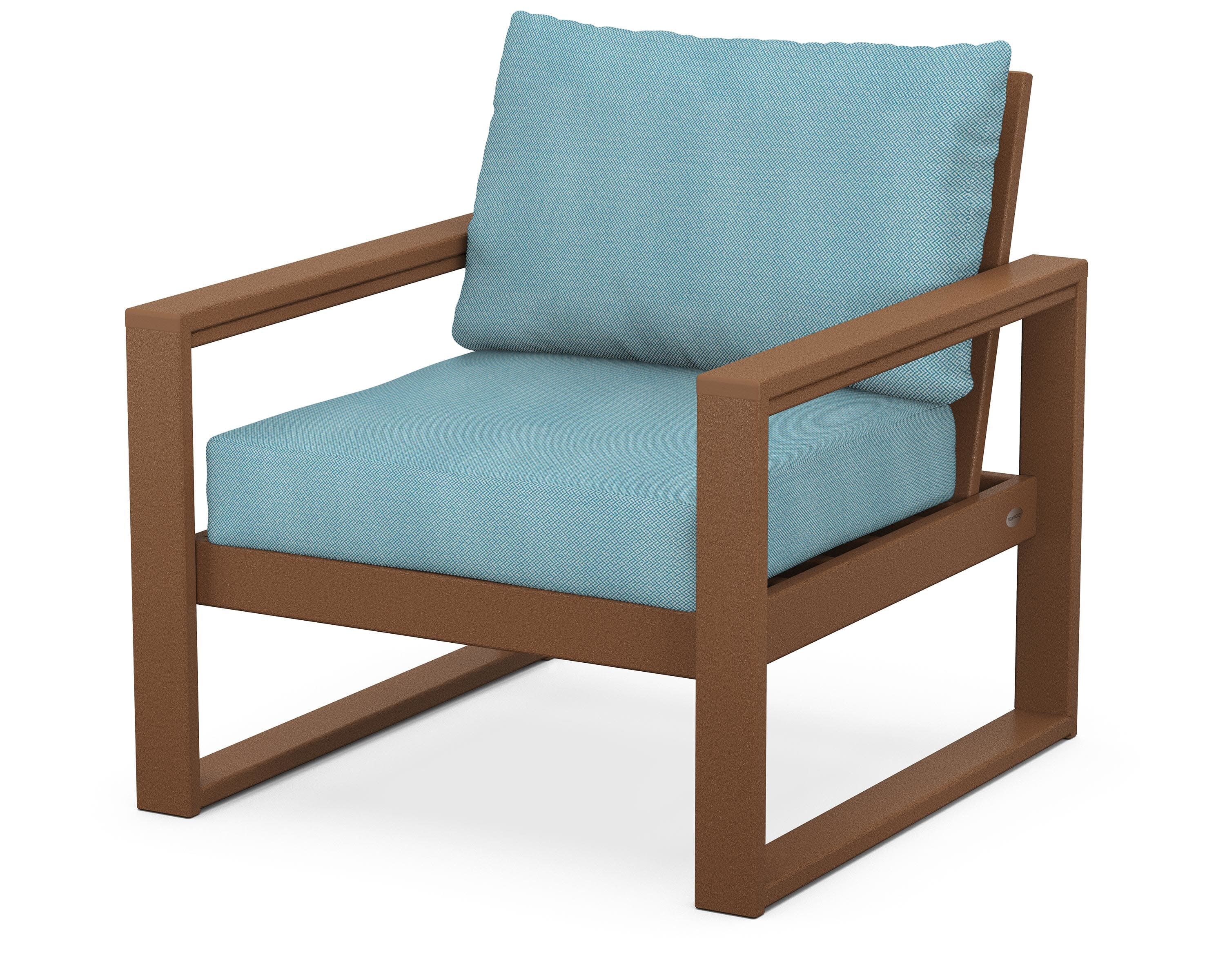 EDGE Club Chair in Teak / Lattice Sky Blue