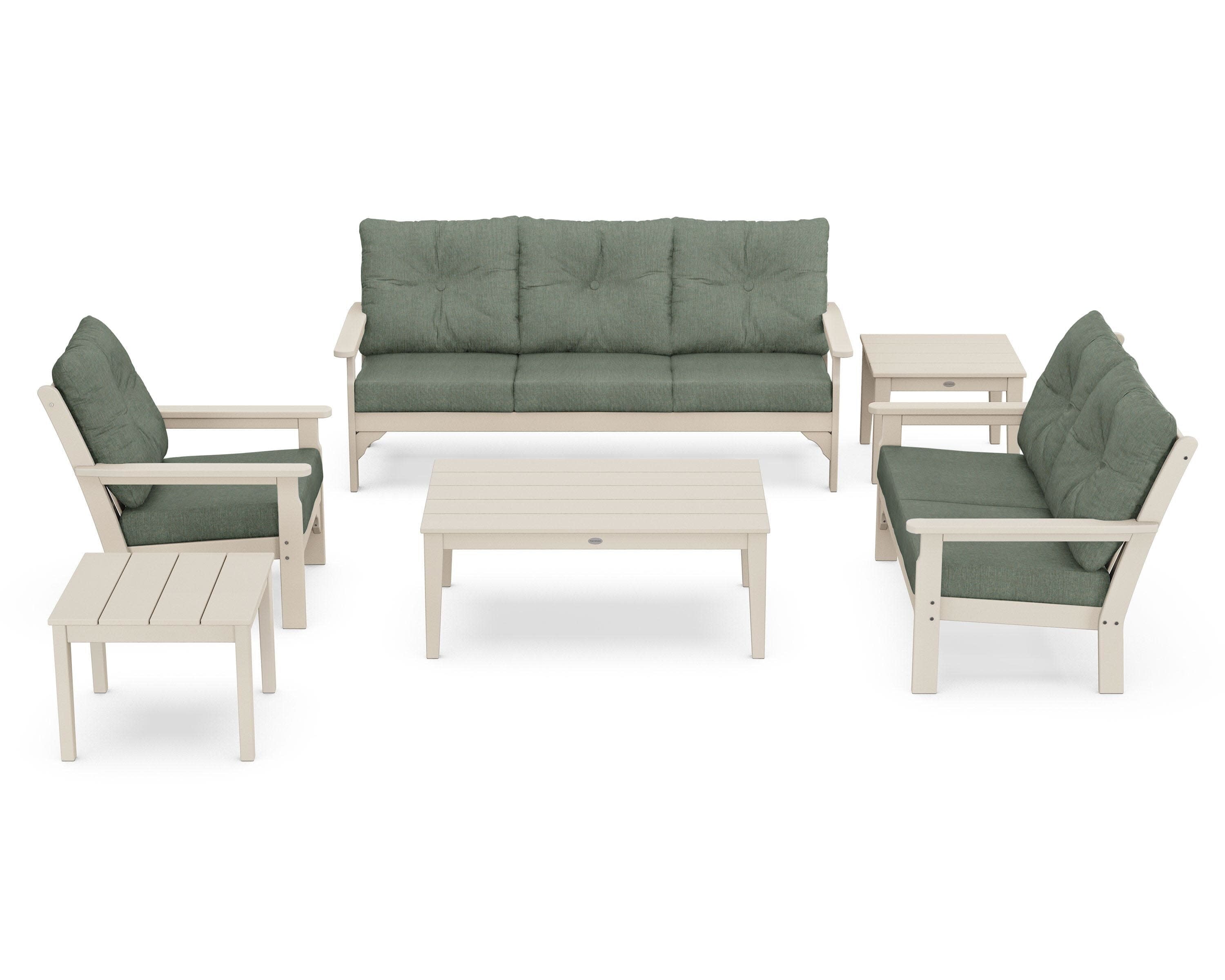 Vineyard 6-Piece Deep Seating Set in Sand / Cast Sage