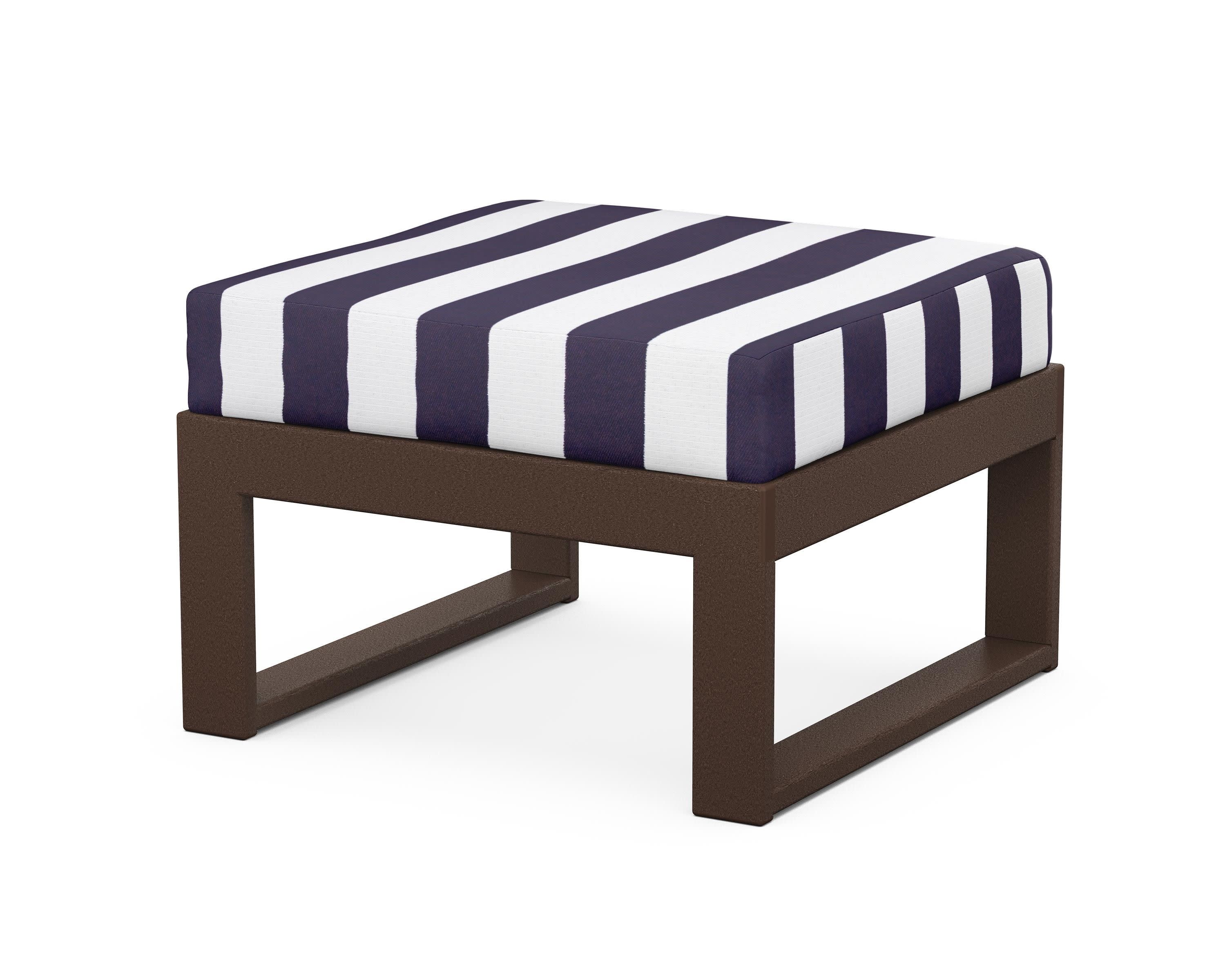 Modular Ottoman - Modern in Mahogany / Cabana Stripe Navy