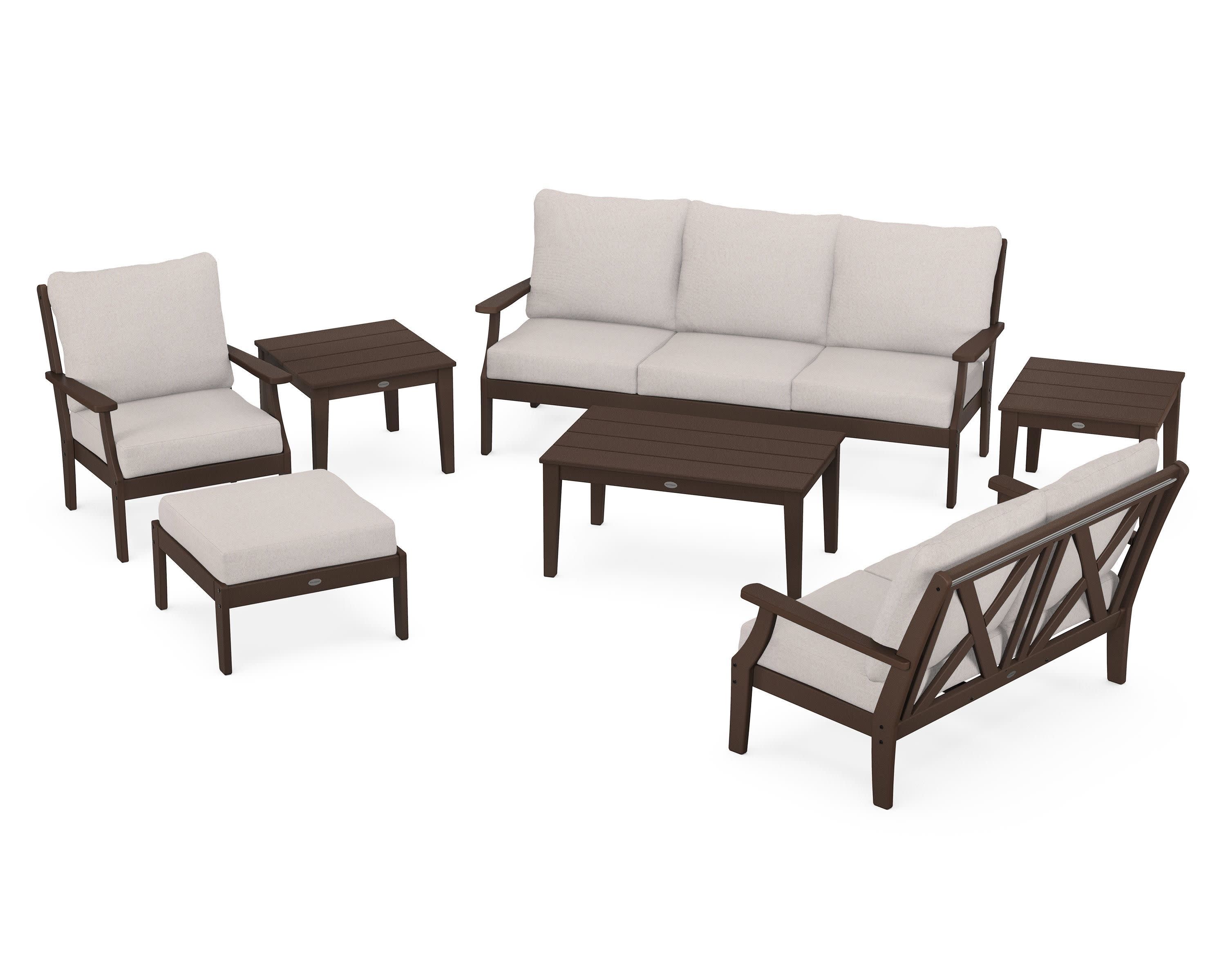 Braxton 7-Piece Deep Seating Set in Mahogany / Dune Burlap