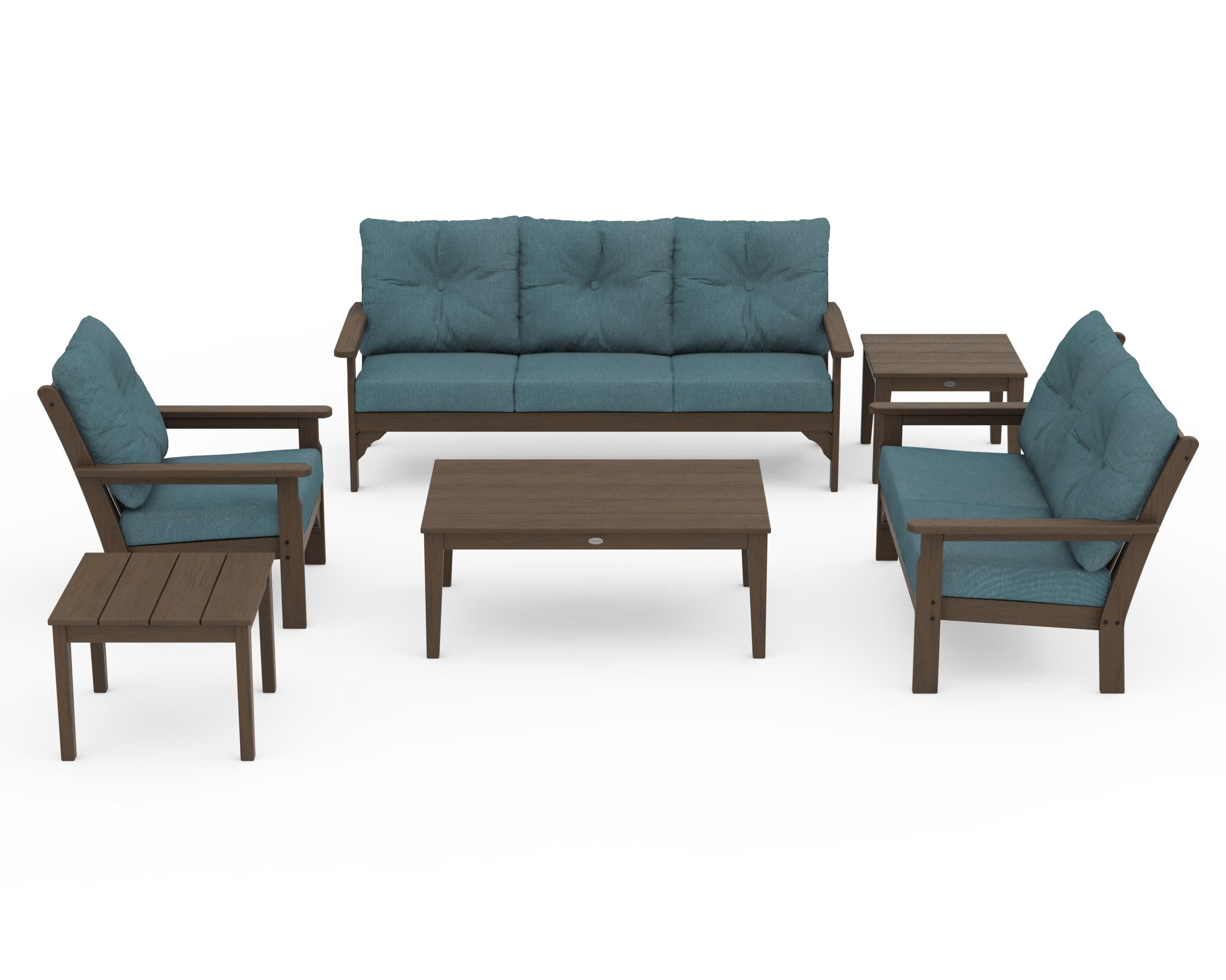 Vineyard 6-Piece Deep Seating Set in Kona / Ocean Teal