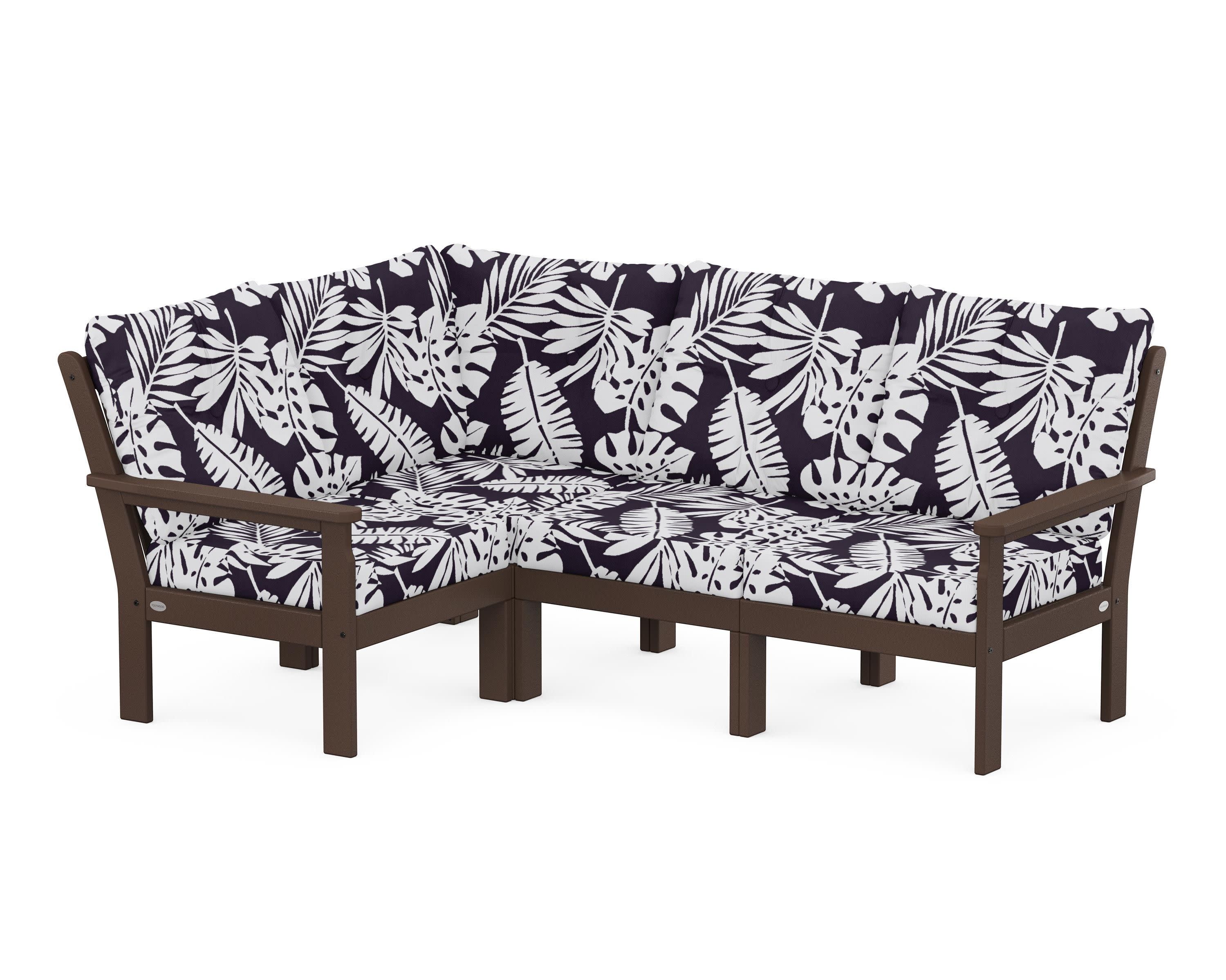 Vineyard 4-Piece Sectional in Mahogany / Leaf Navy