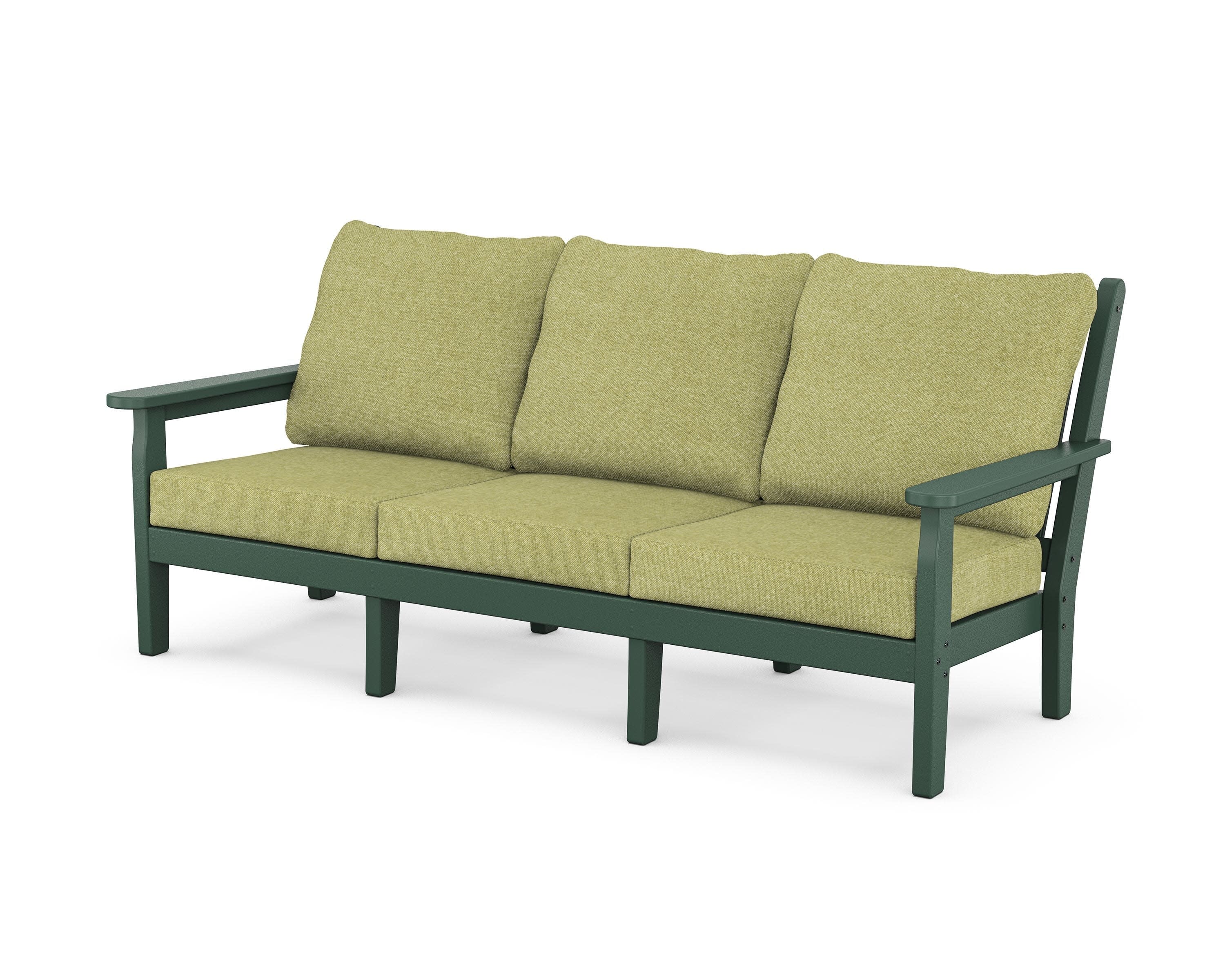 Chippendale Deep Seating Sofa in Green / Chartreuse Boucle